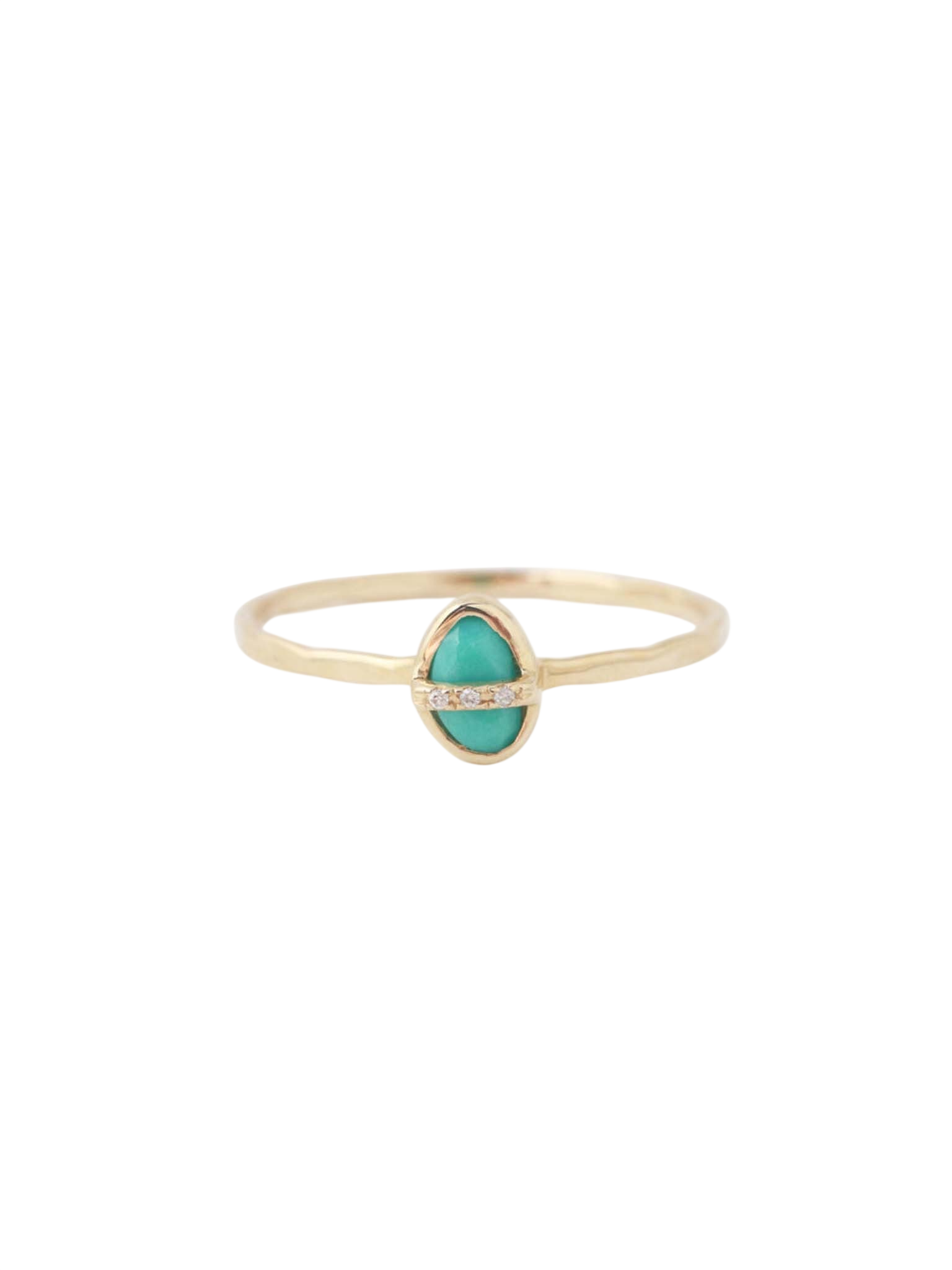 Small Micropave Bezel Wrapped Turquoise Ring