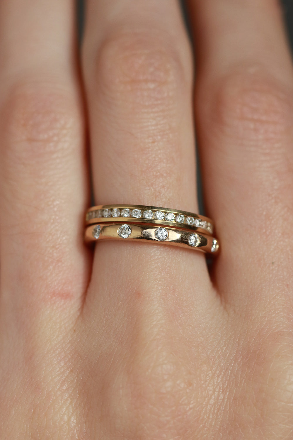 2mm White Diamond Band - 14k Yellow Gold