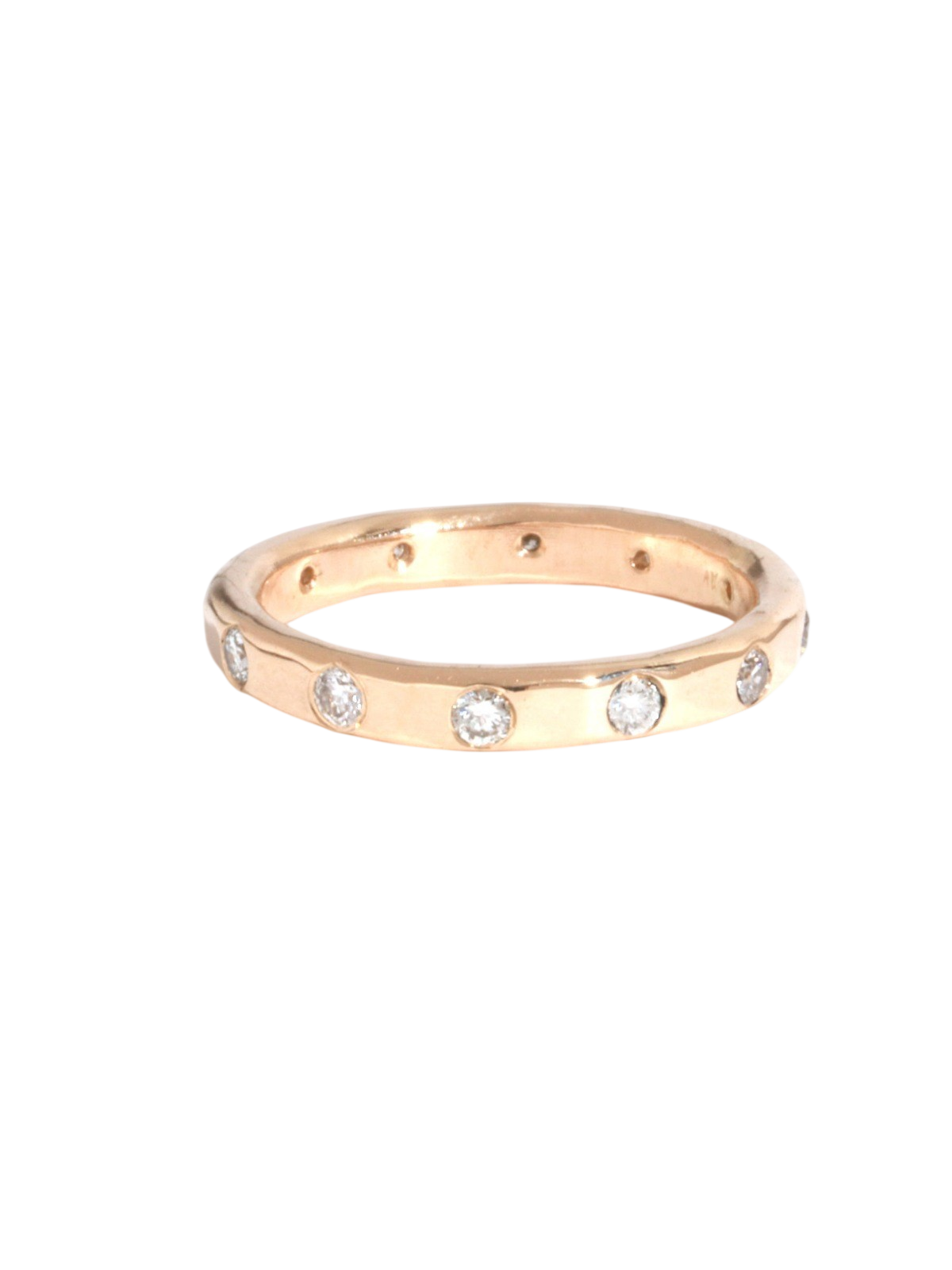 2mm White Diamond Band - 14k Yellow Gold photo