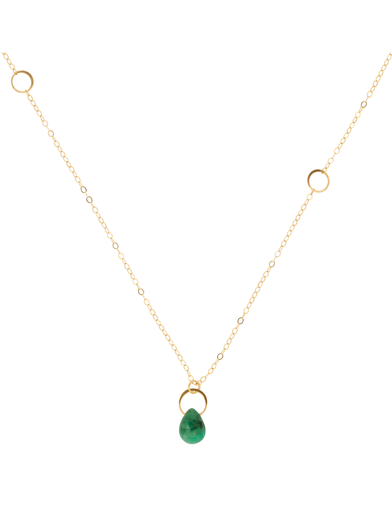 Emerald single drop necklace