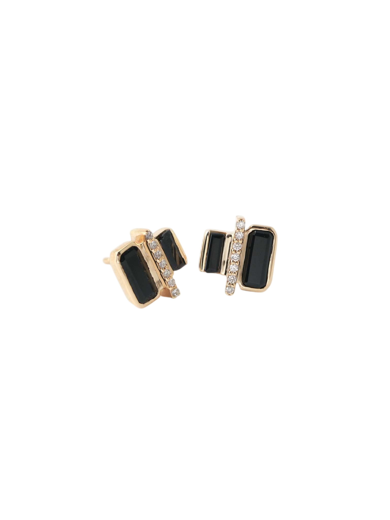 Cityscape Black Spinel and Diamond Tower Stud Earrings
