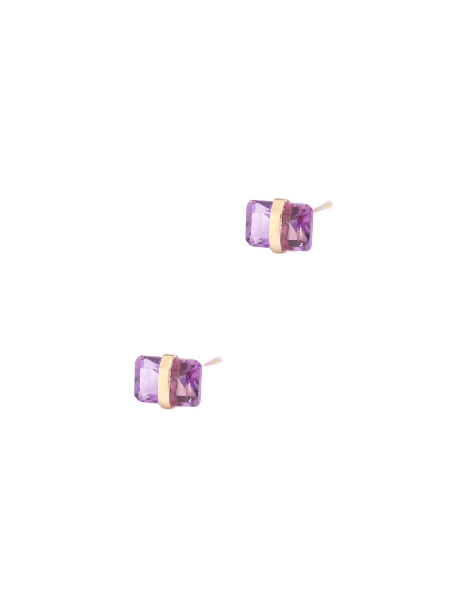 Bezel wrapped amethyst stud earring