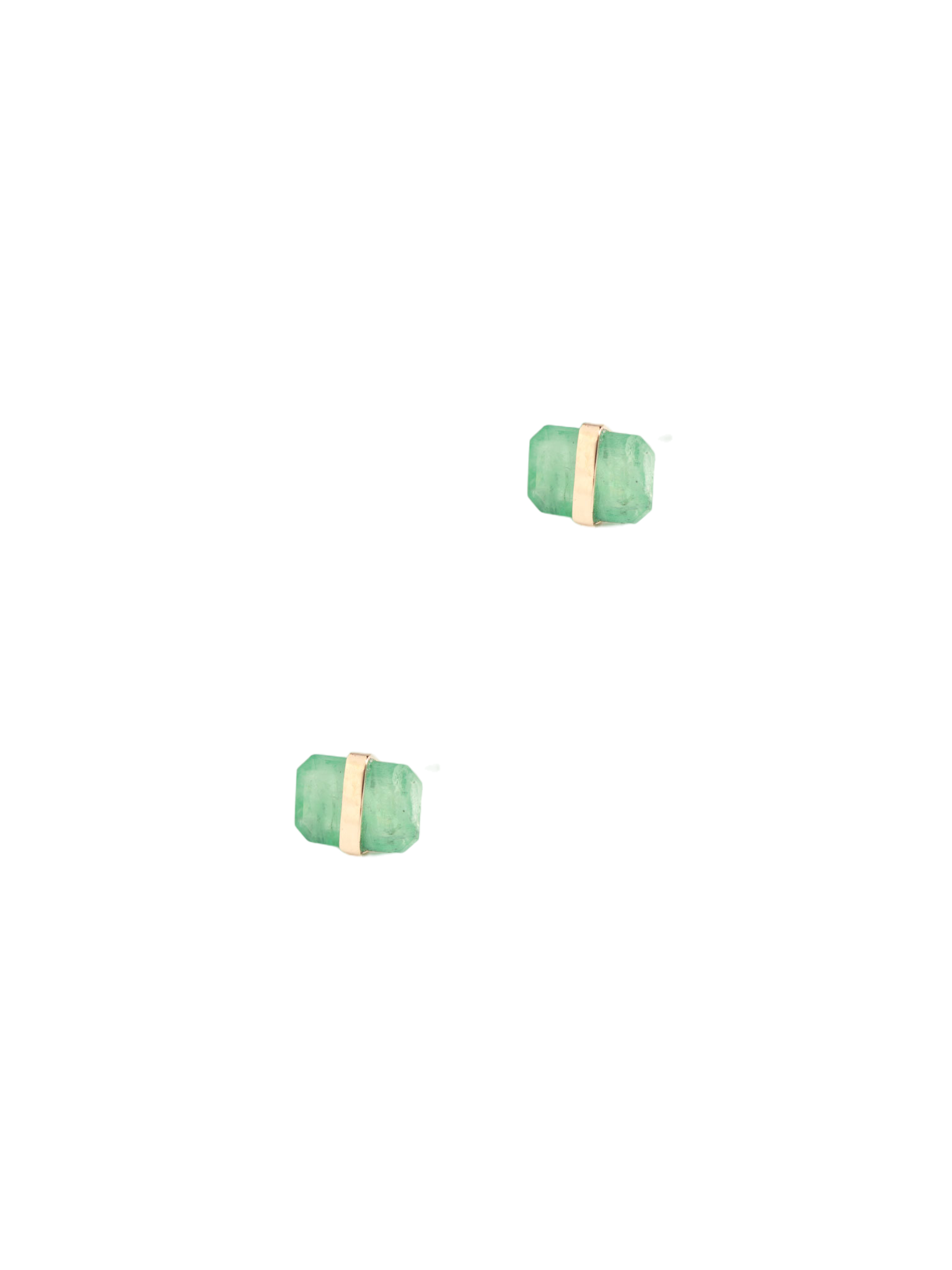 Bezel wrapped emerald stud earring