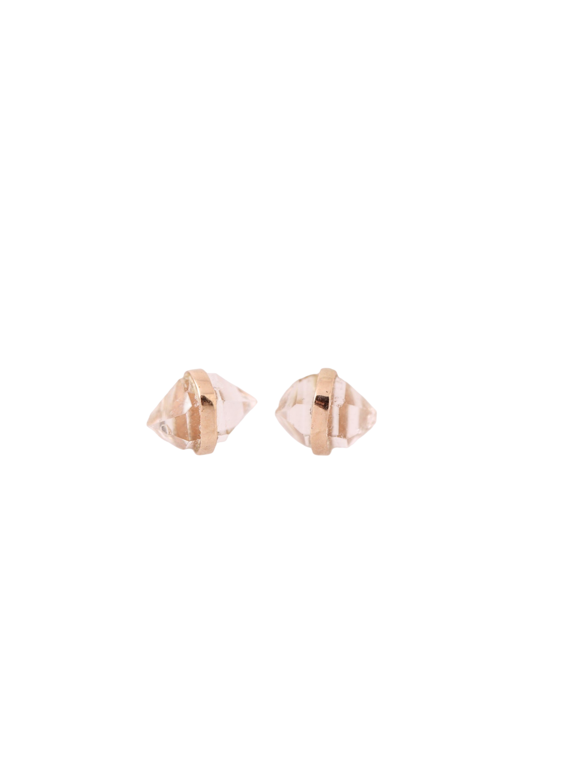 Small Bezel Wrapped Herkimer Cut White Topaz Stud Earrings photo