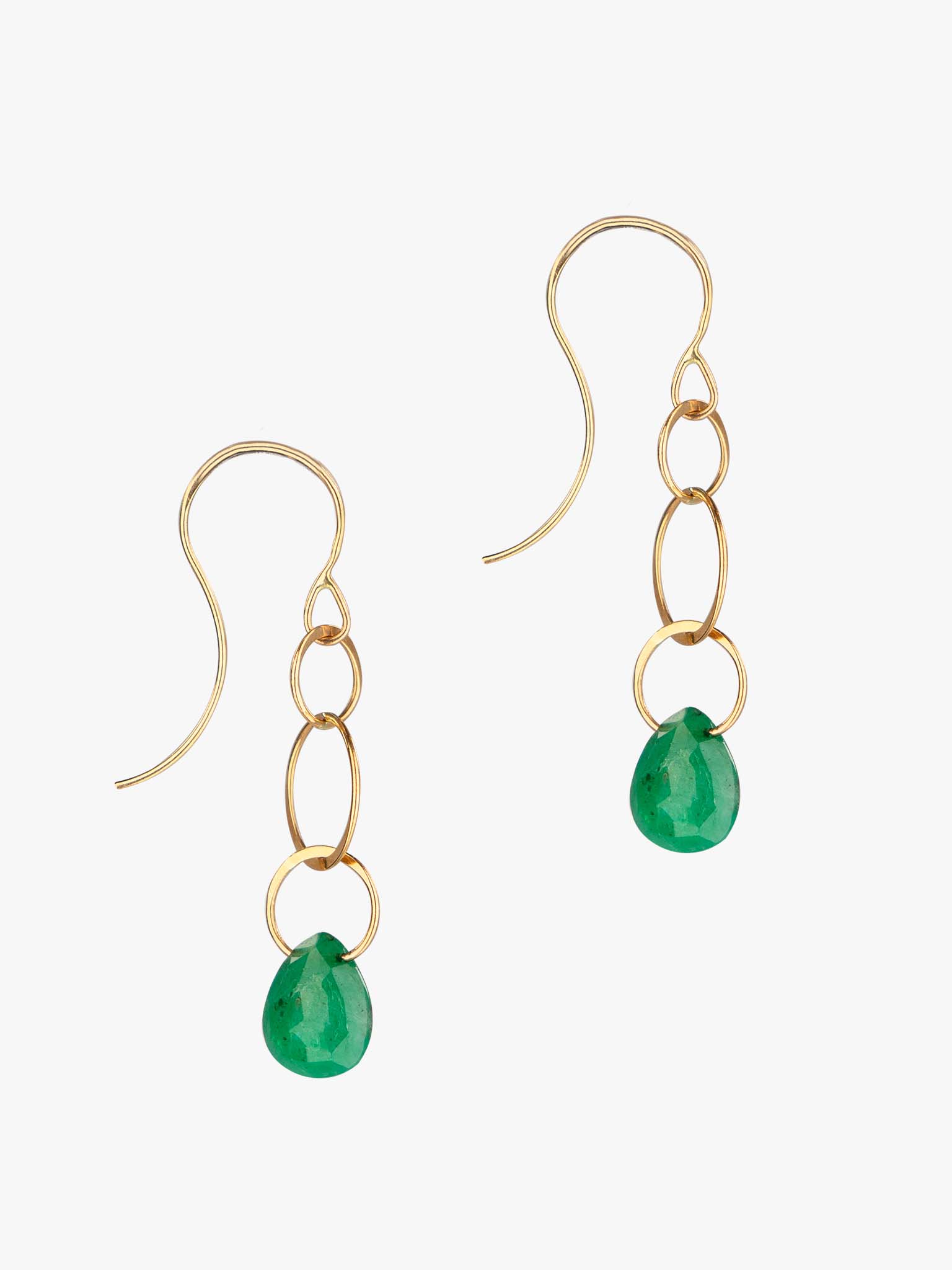 Emerald single drop earrings