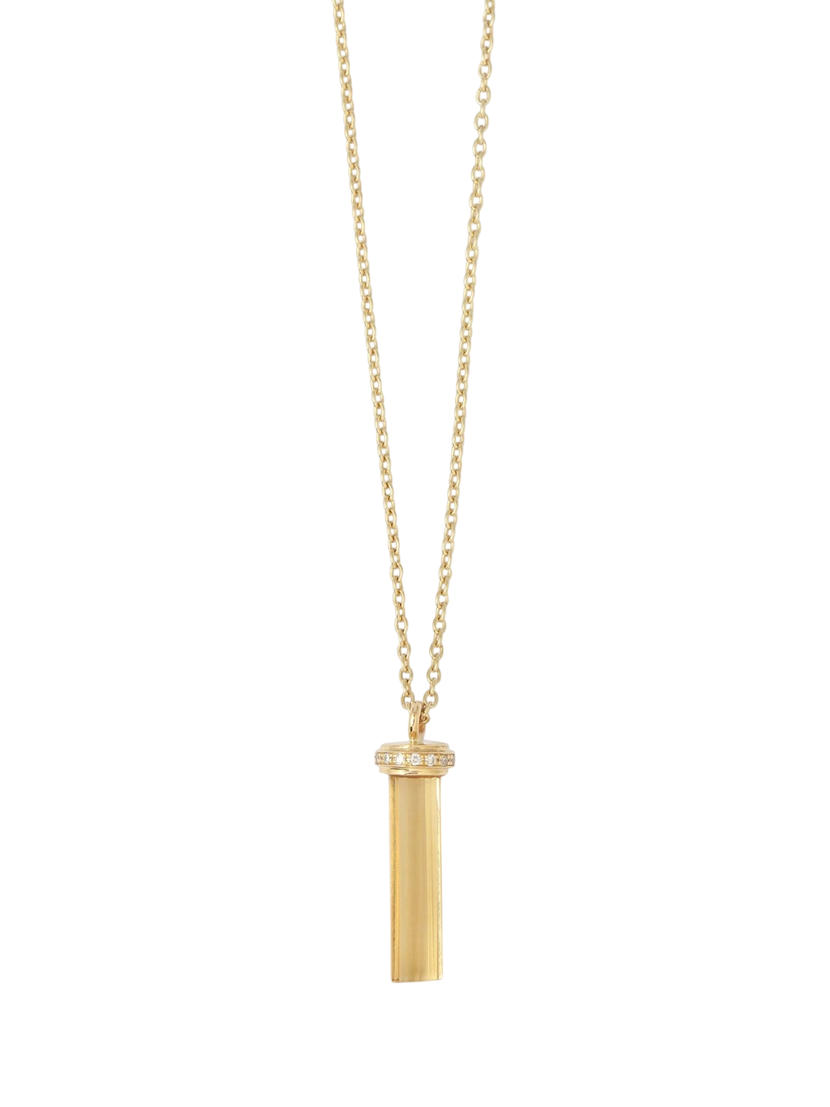Citrine Cut Crystal Necklace with Micropave Diamond Cap