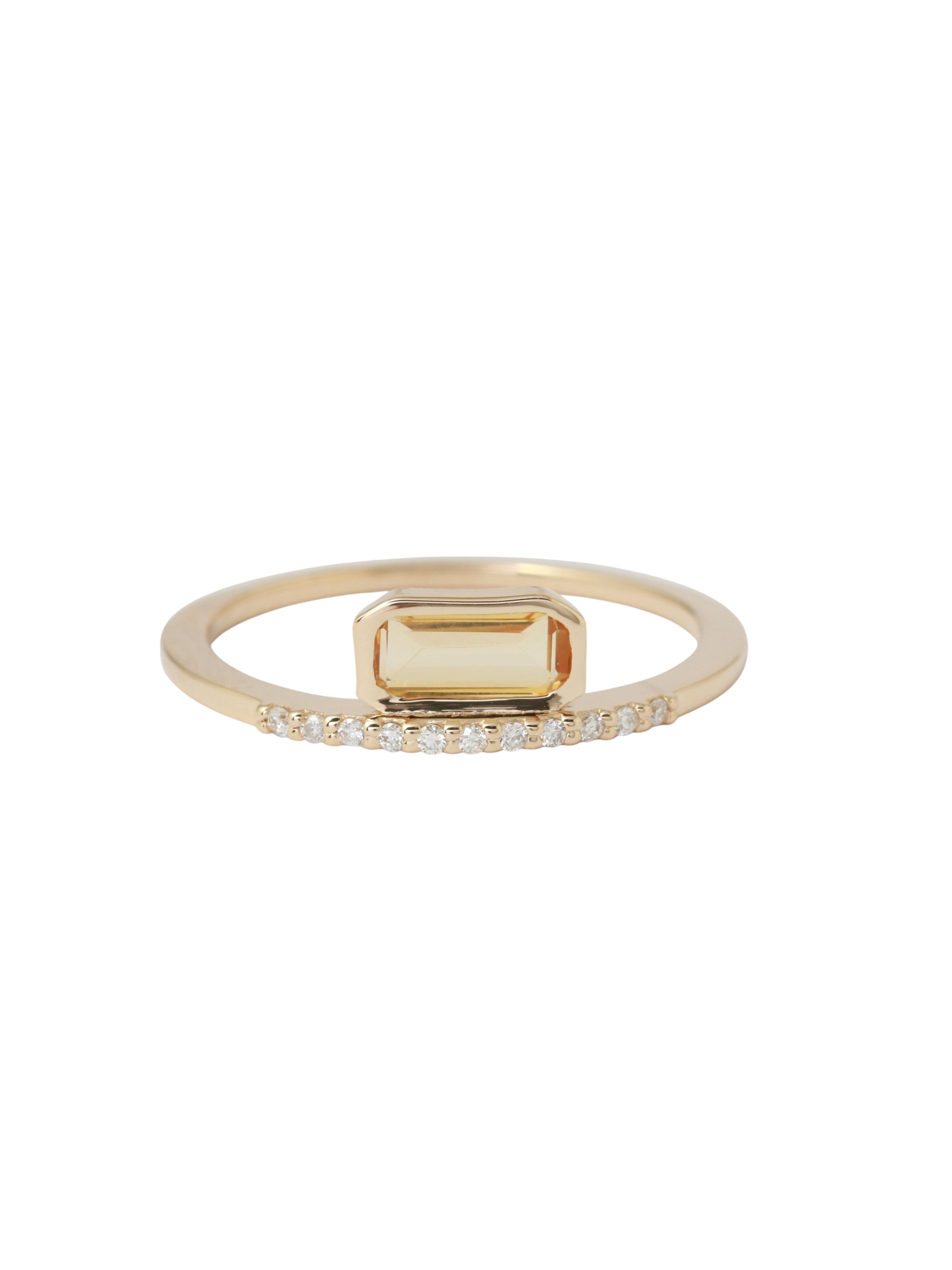 Citrine Micropave Diamond Cityscape Stacking Ring