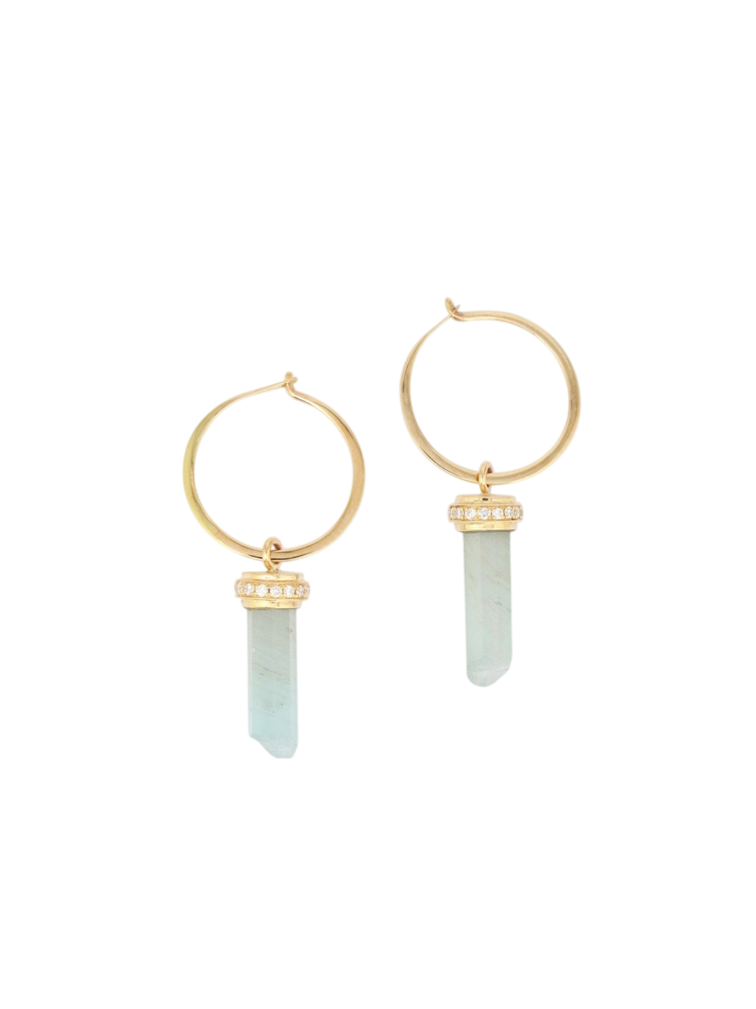 Micropave Diamond Wrapped Aquamarine Hoop Earrings