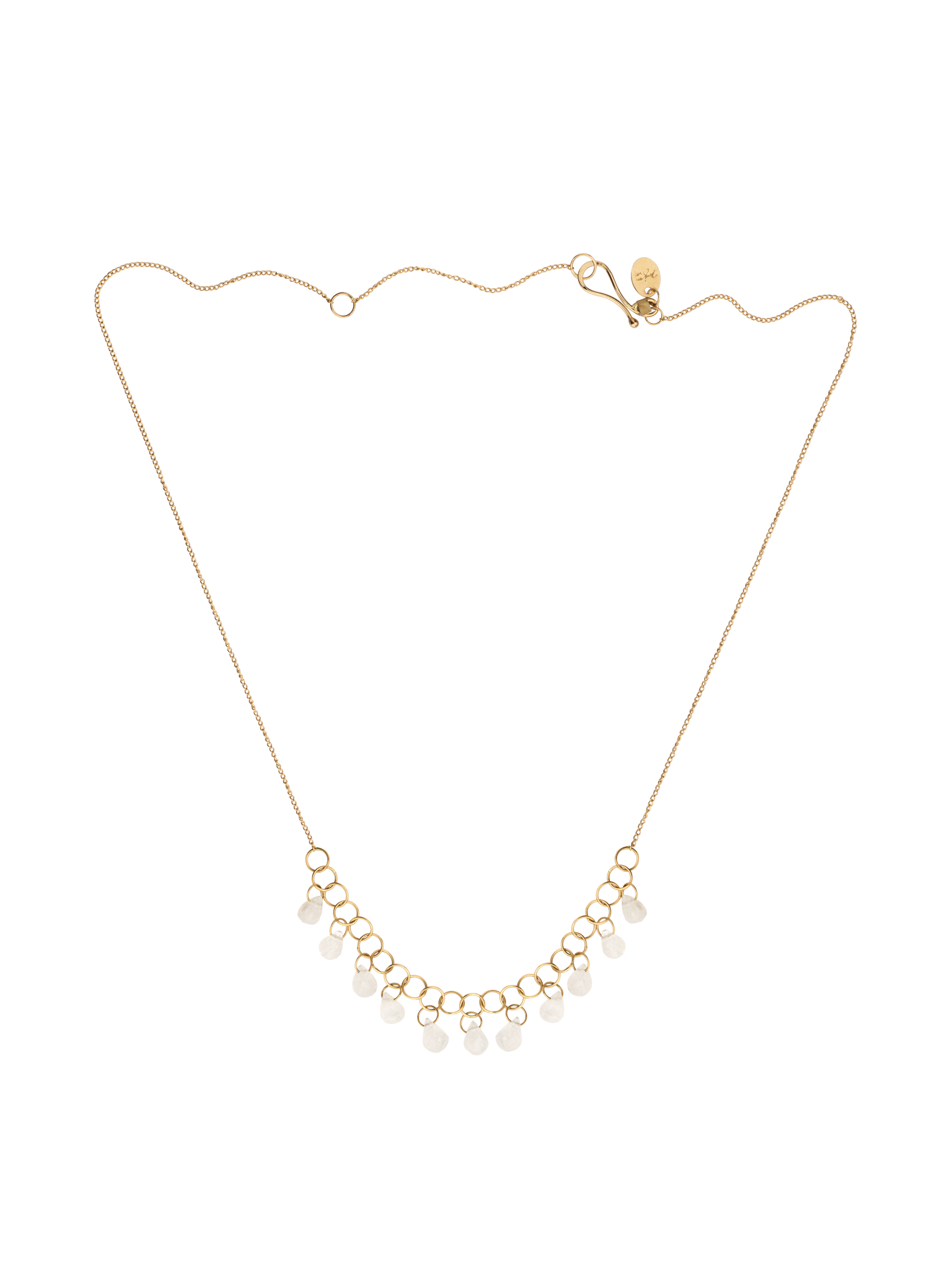 Drop chain rainbow moonstone necklace