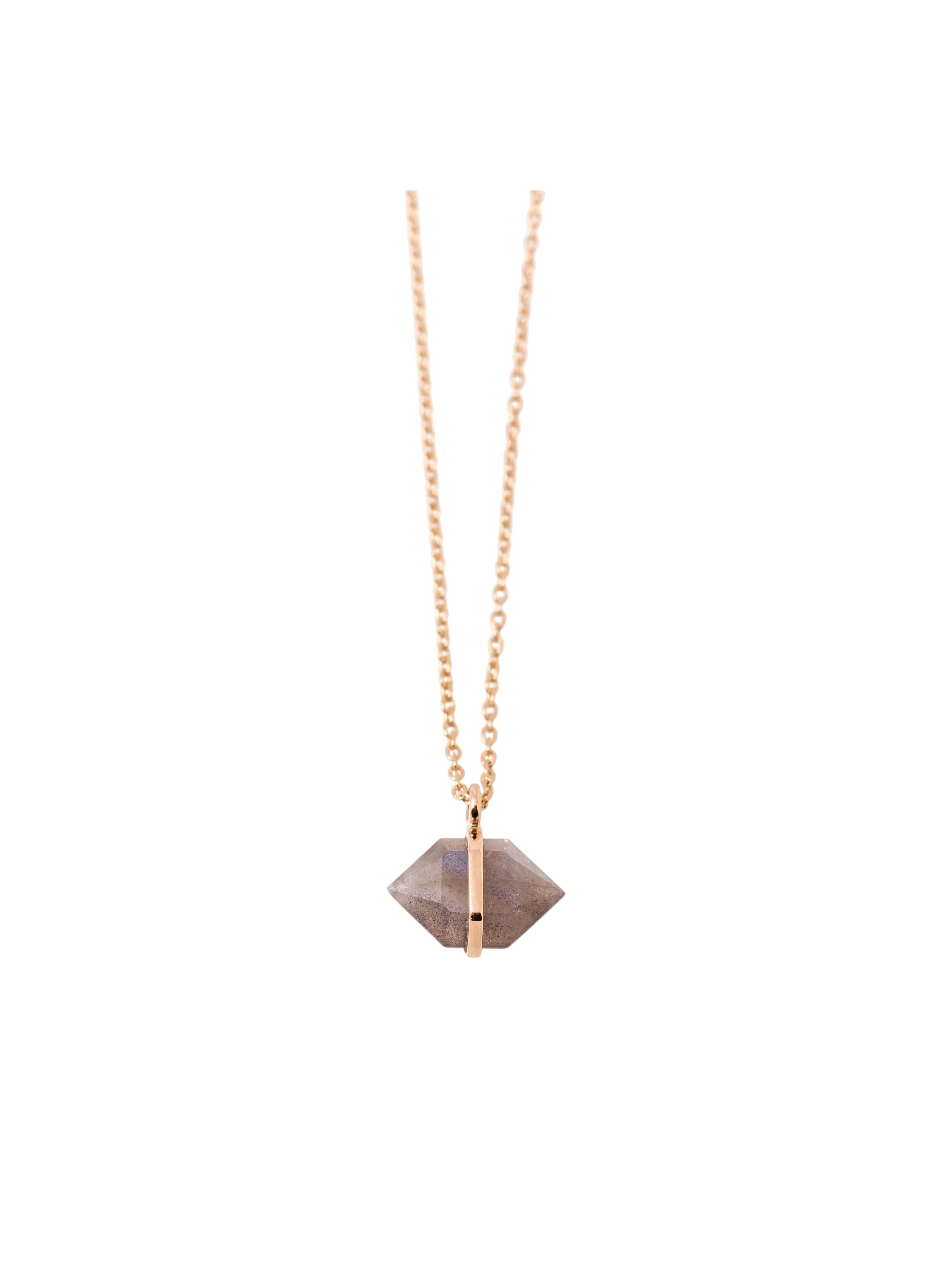 Large Bezel Wrapped Herkimer Cut Labradorite Necklace photo