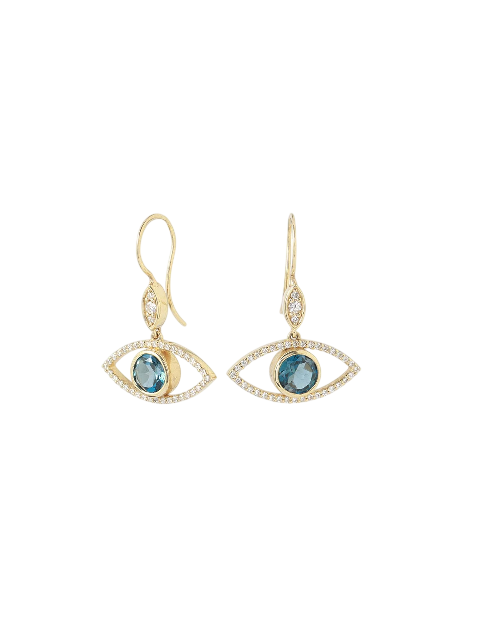 London Blue Topaz Diamond Eye Drop Earrings