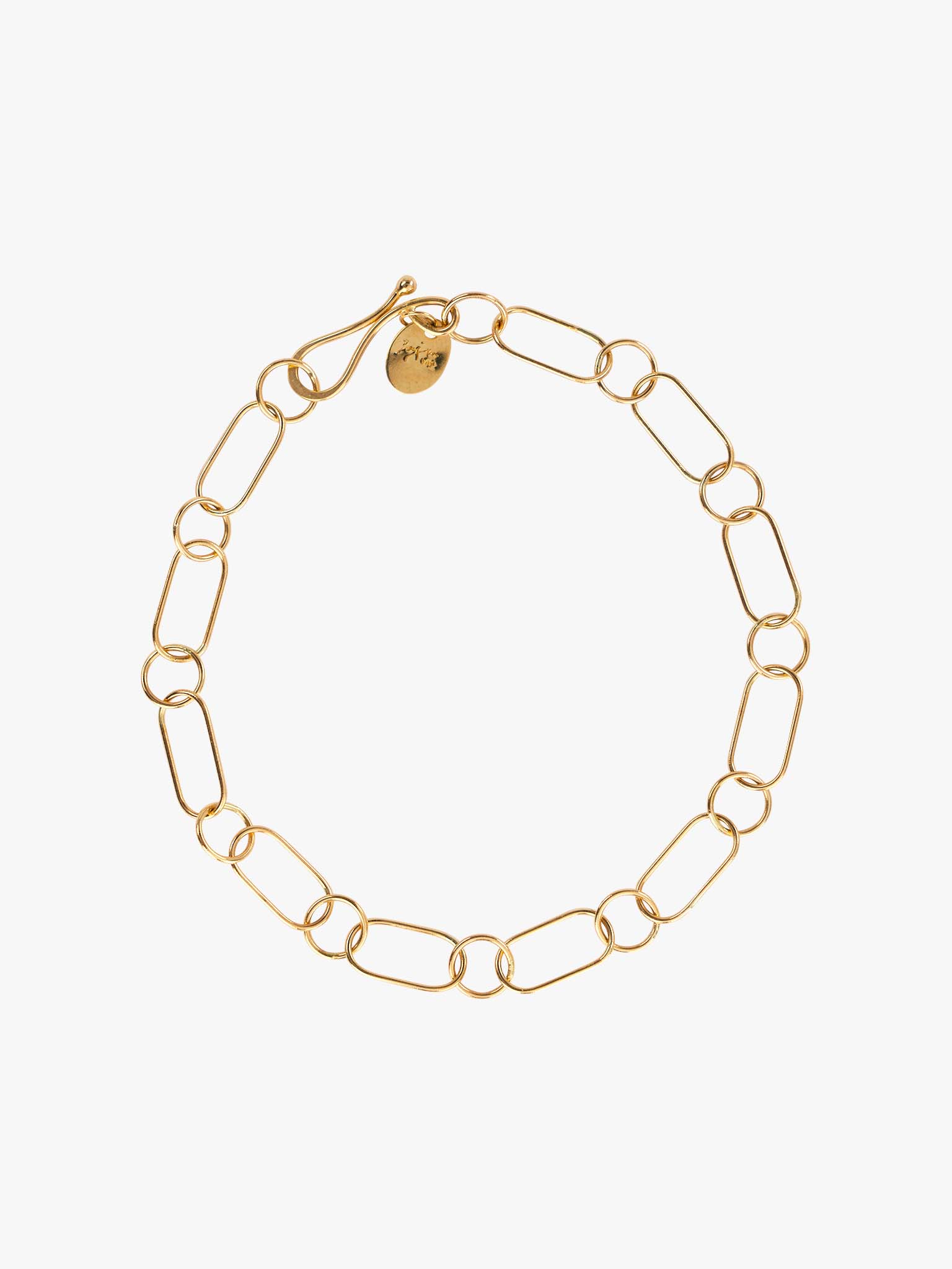 Oval and round chain bracelet by Melissa Joy Manning | Finematter