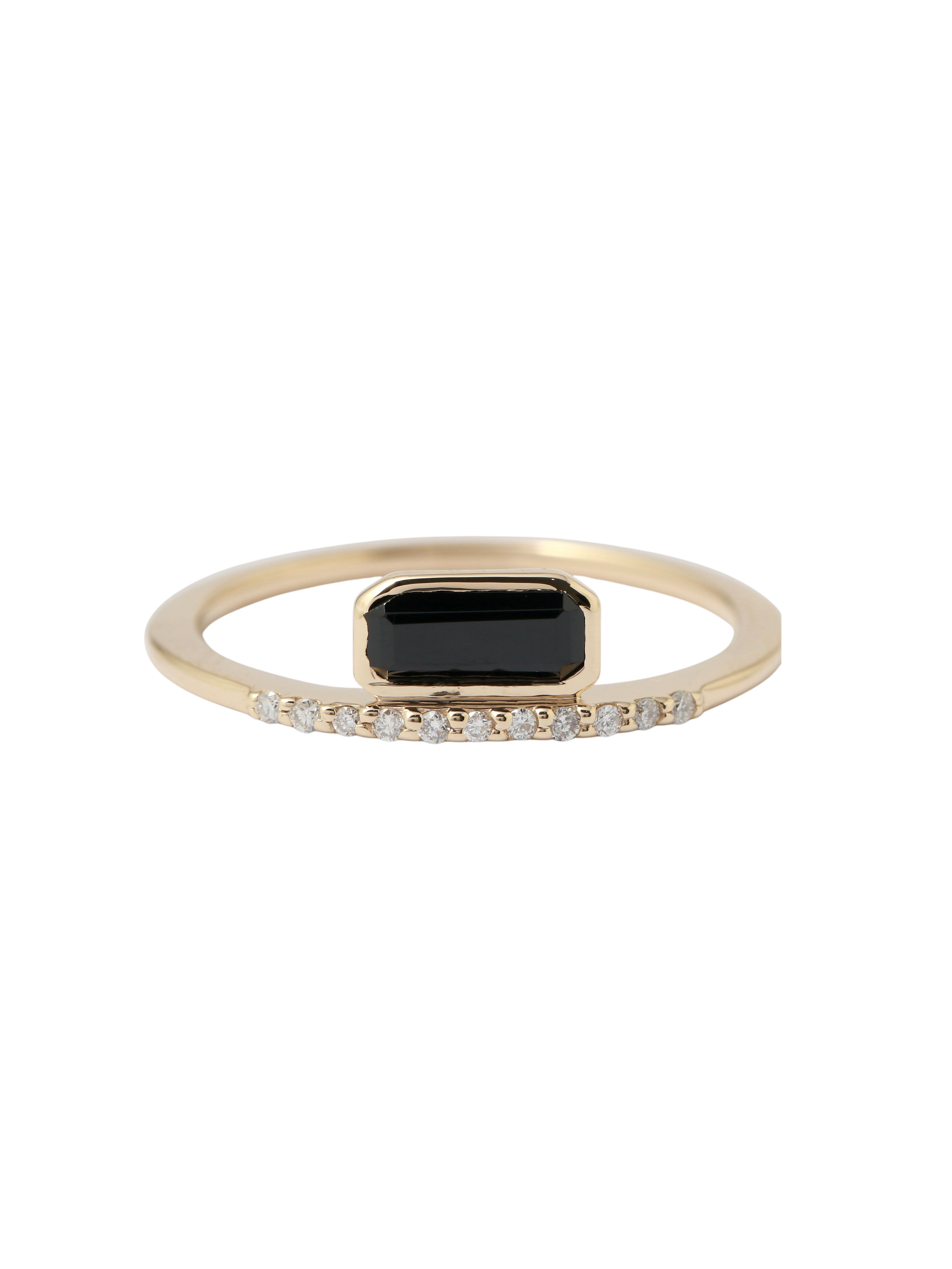 Onyx Micropave Diamond Cityscape Stacking Ring