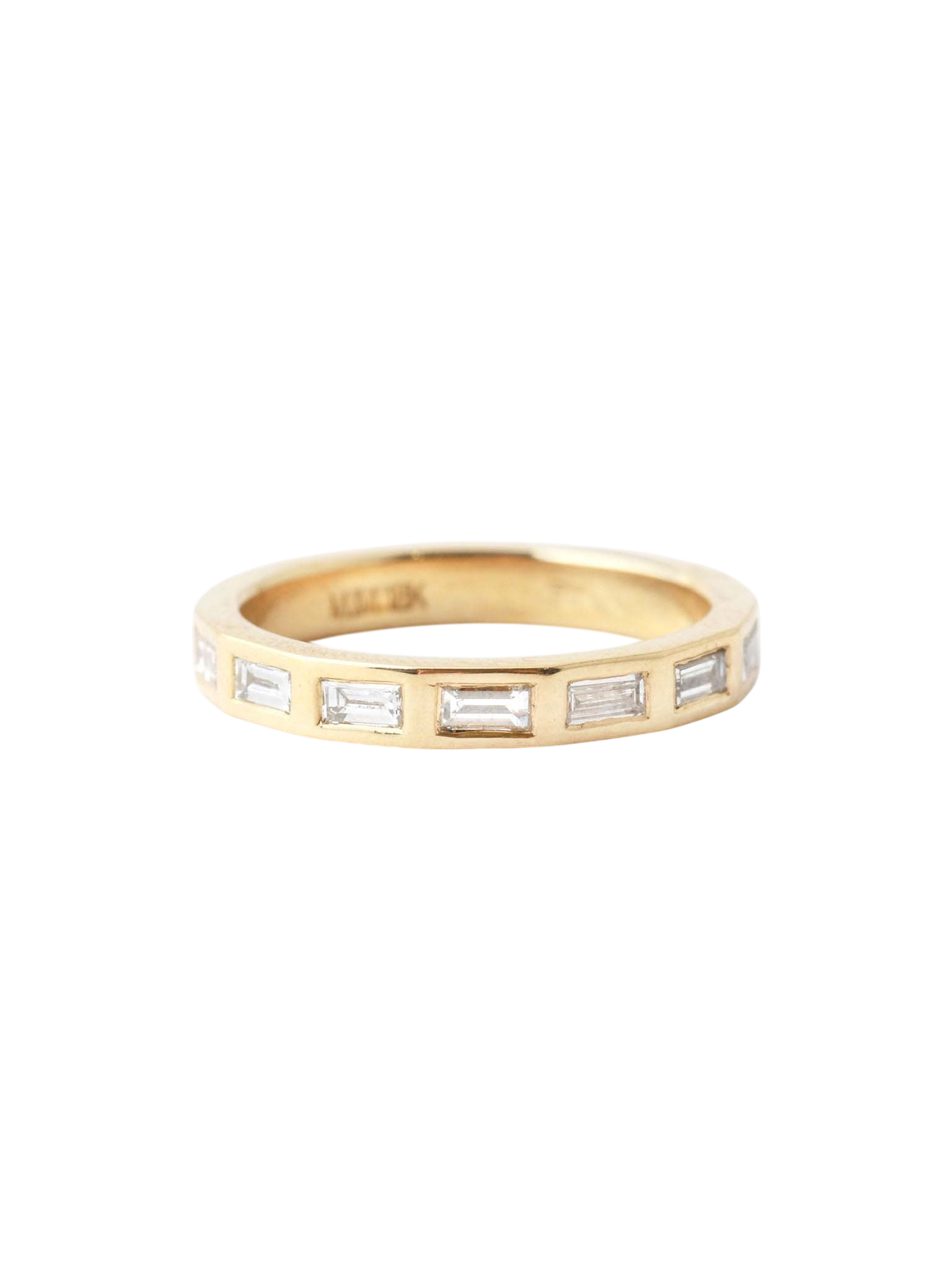 White Diamond Baguette Band - 18k Yellow Gold
