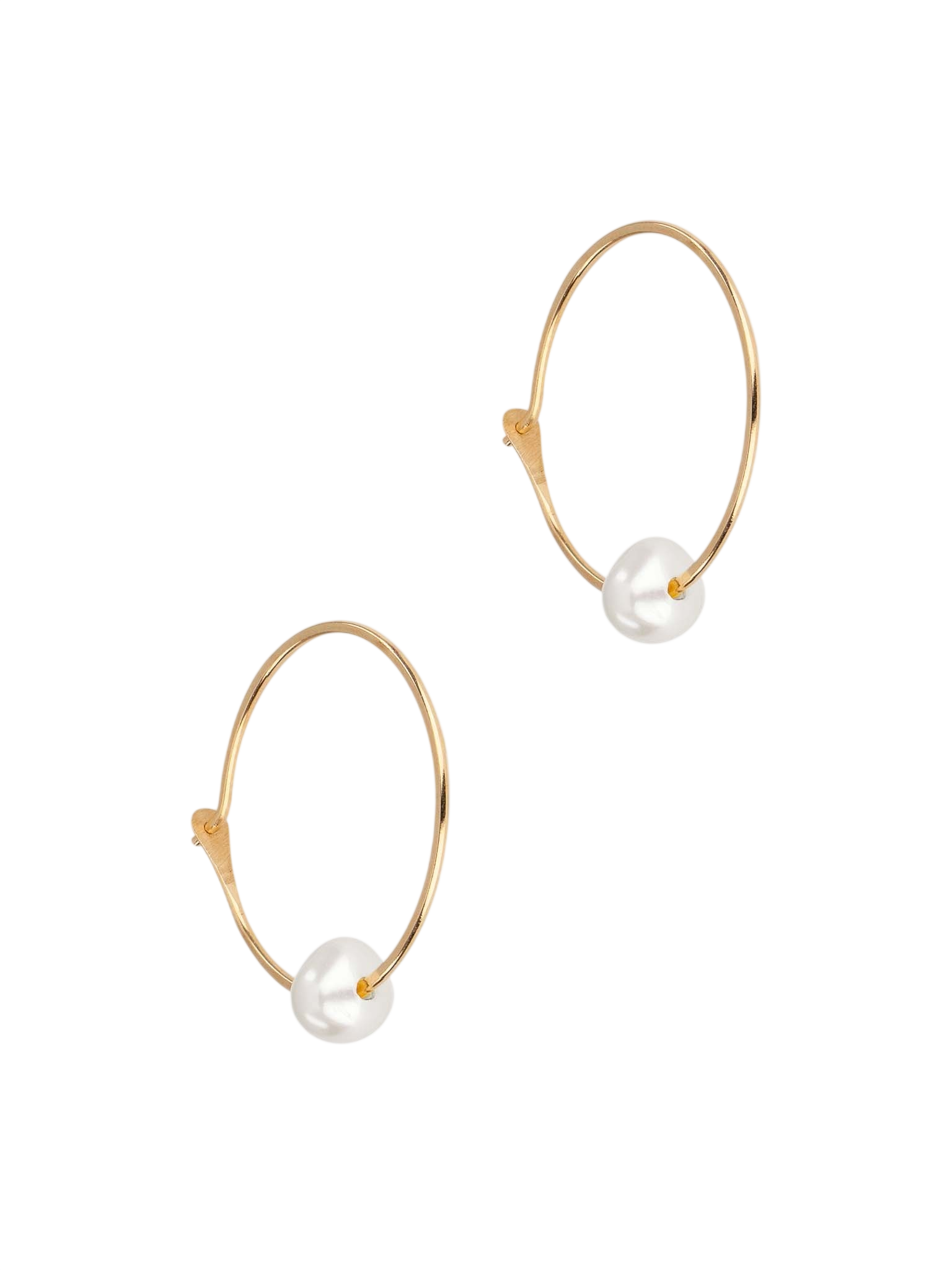 7/8 Inch Single Pearl Hoop Earrings photo