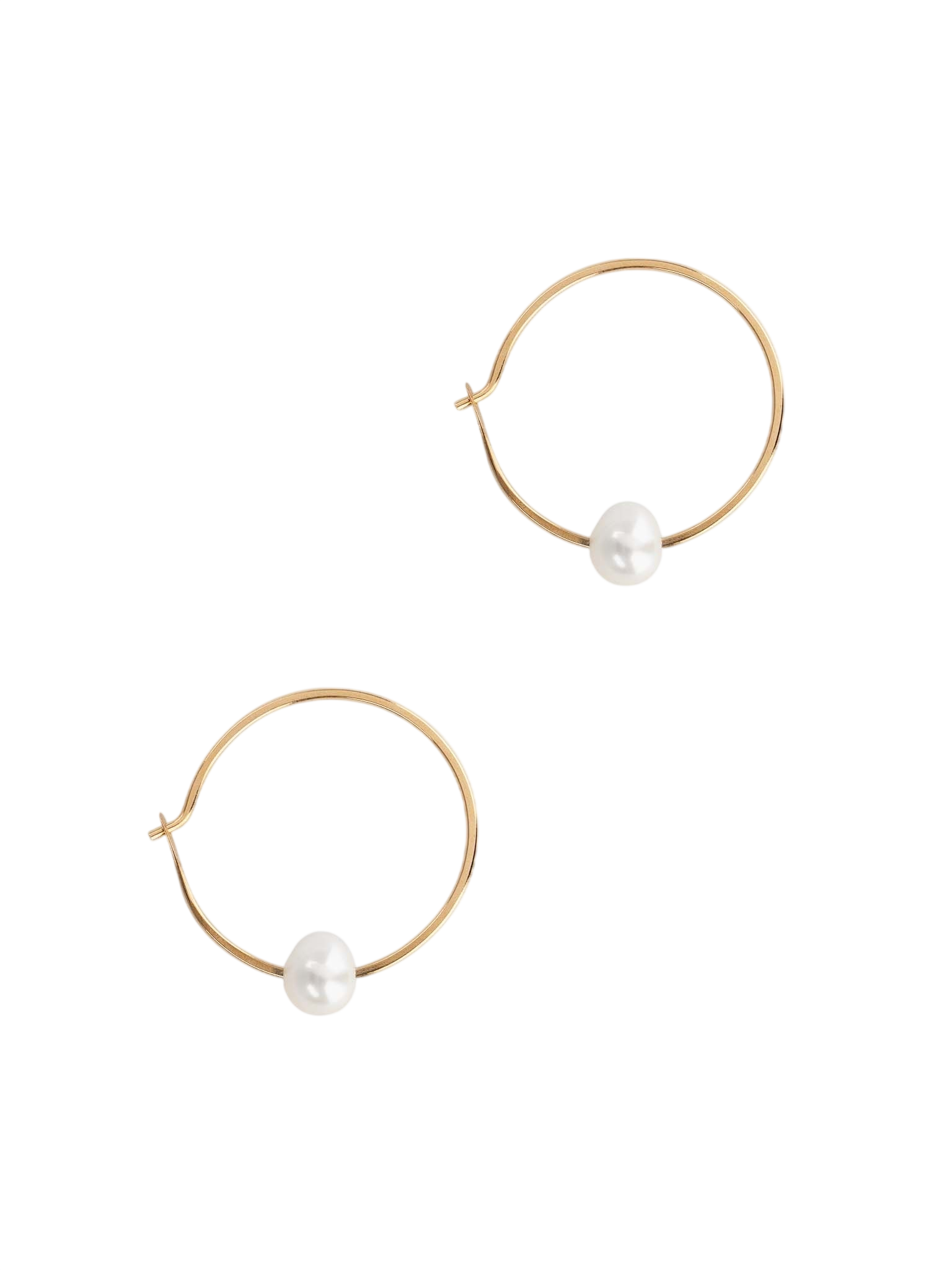 7/8 Inch Single Pearl Hoop Earrings
