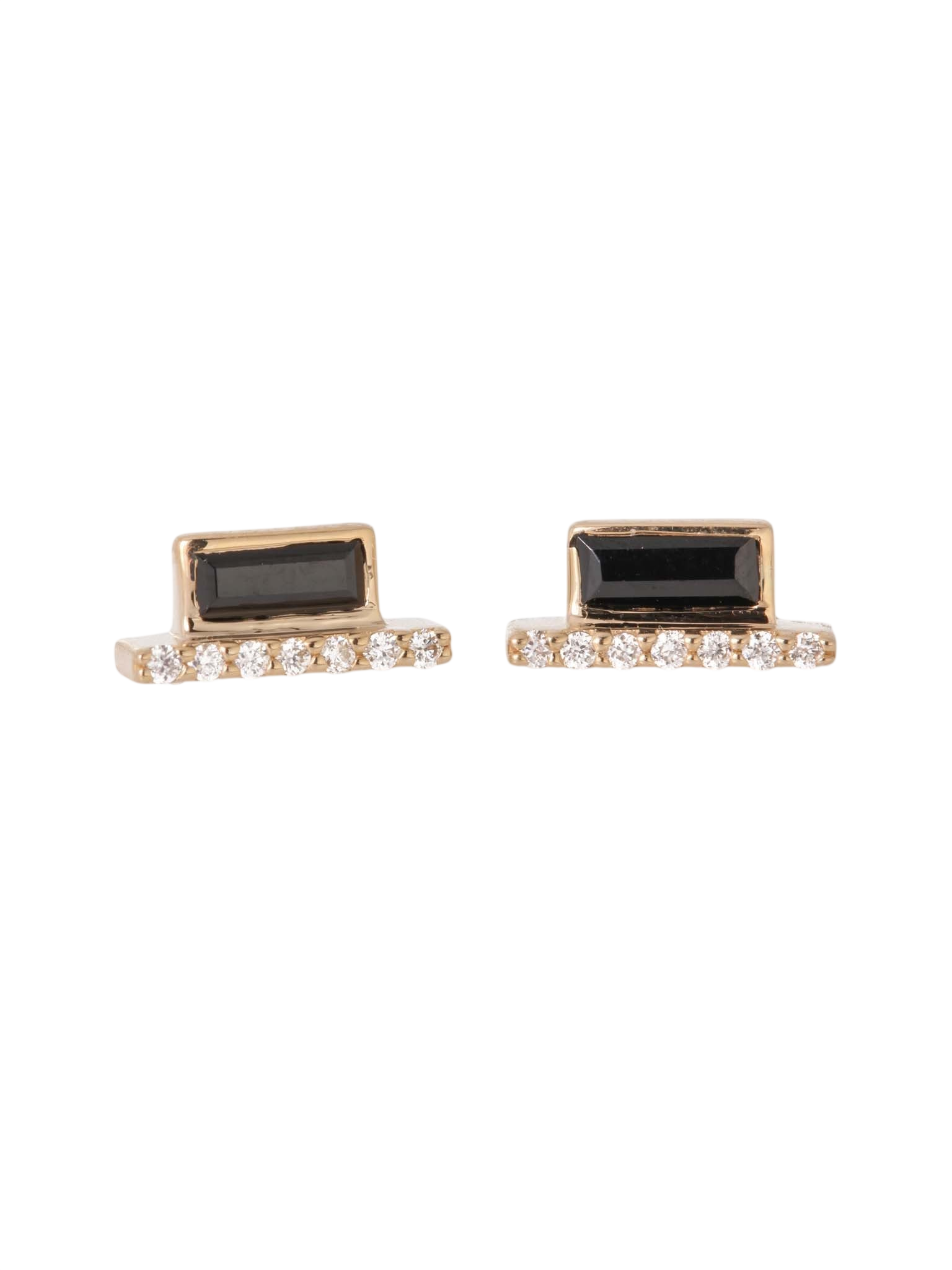 Double Micropave Diamond Black Spinel Cityscape Stud Earring