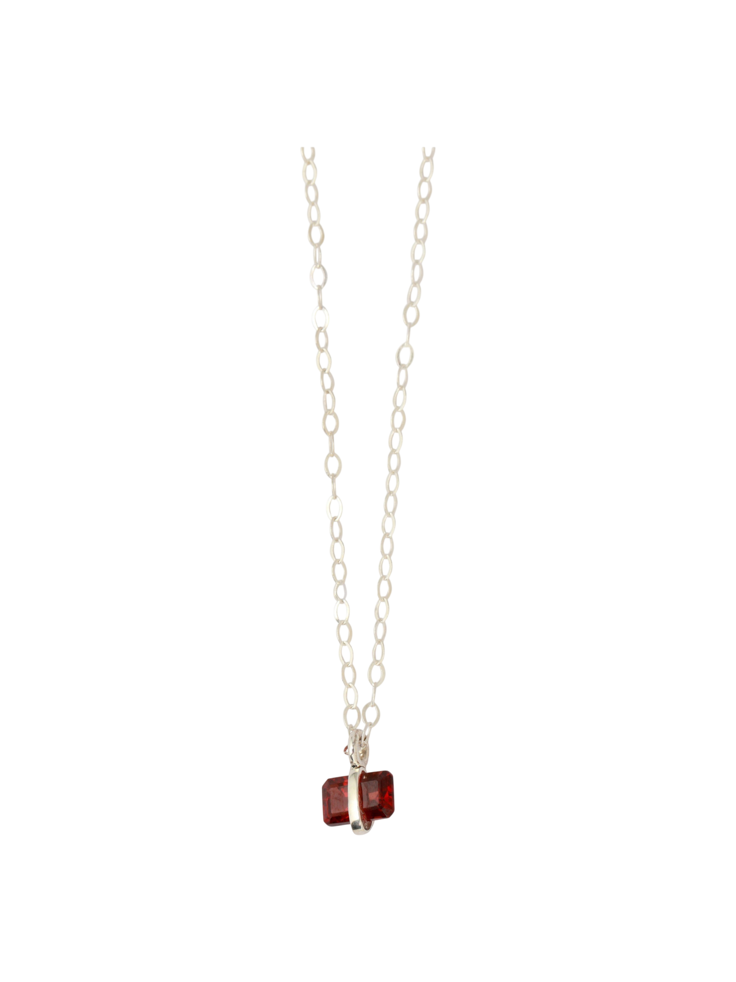 Emerald Cut Garnet Pendant Necklace photo