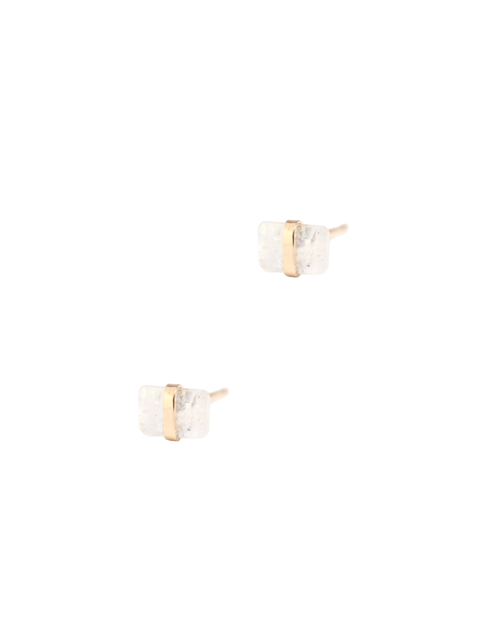 Bezel wrapped moonstone stud earring