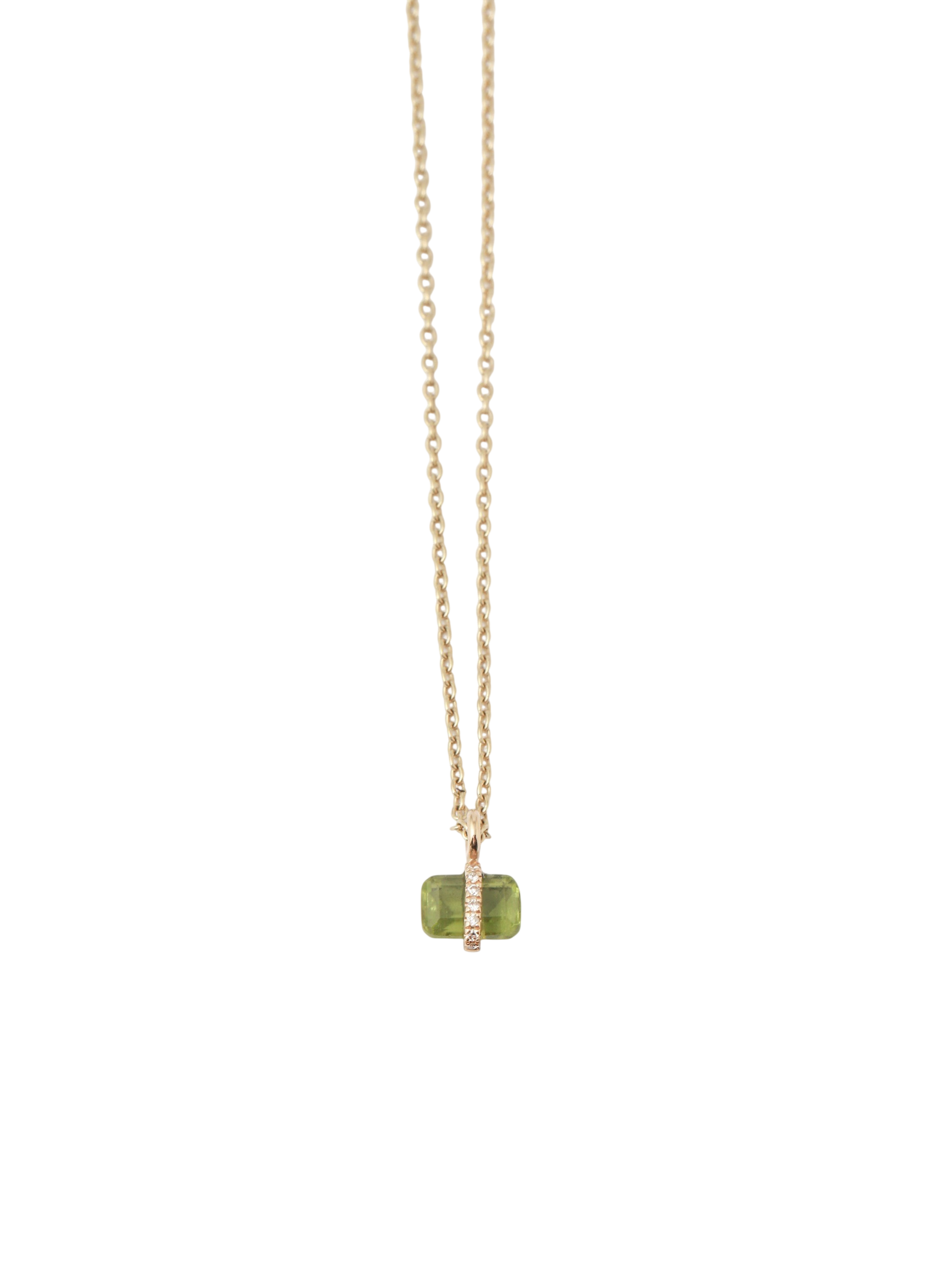 Diamond Wrapped Emerald Cut Peridot Necklace photo