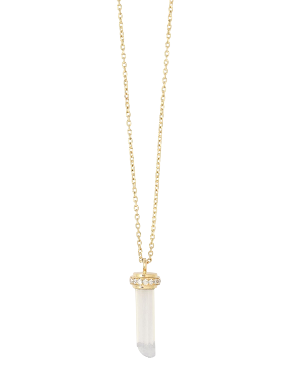Rainbow Moonstone Cut Crystal Necklace with Micropave Diamond Cap