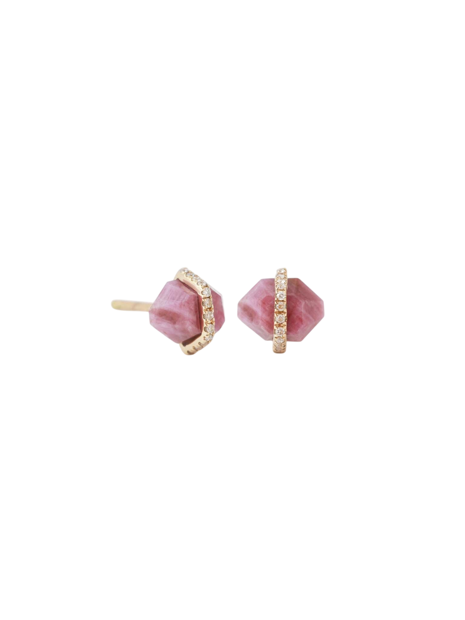 Diamond Wrapped Herkimer Cut Ruby Stud Earrings