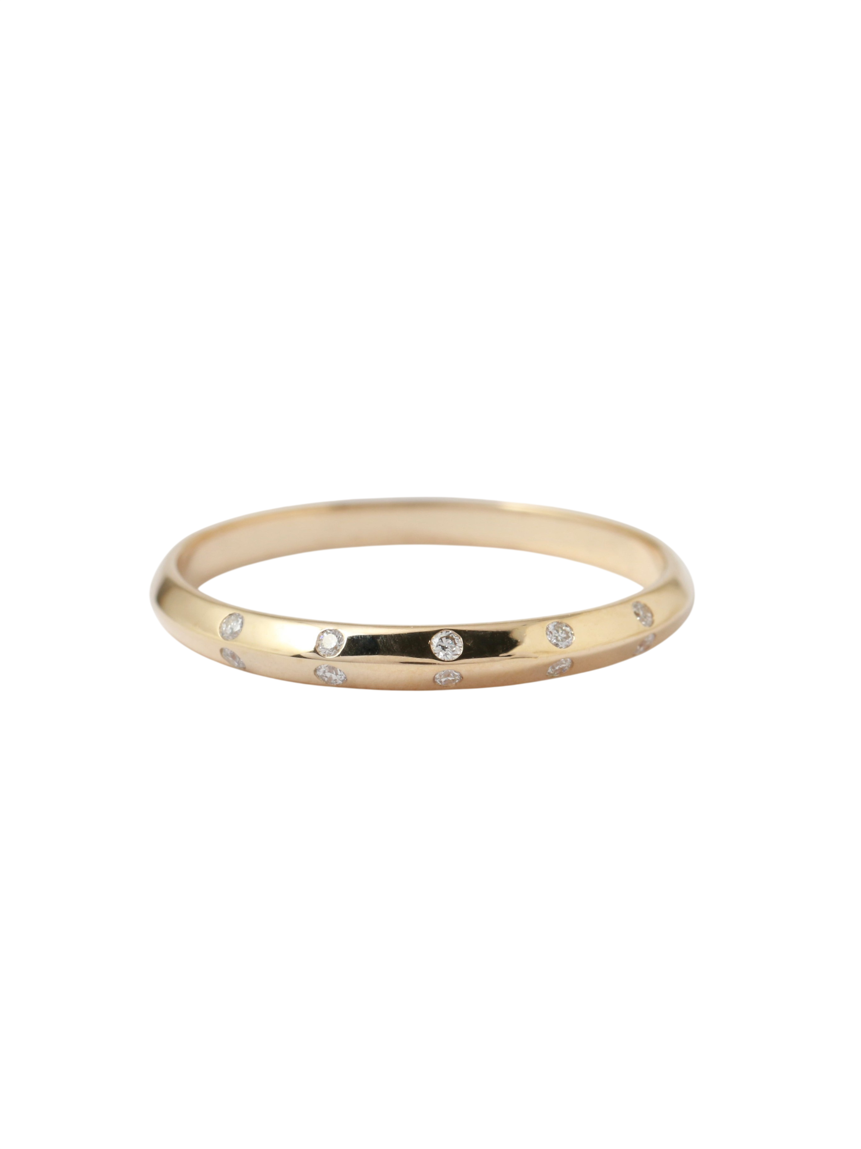 White Diamond Double Side Flush Set Stacking Ring