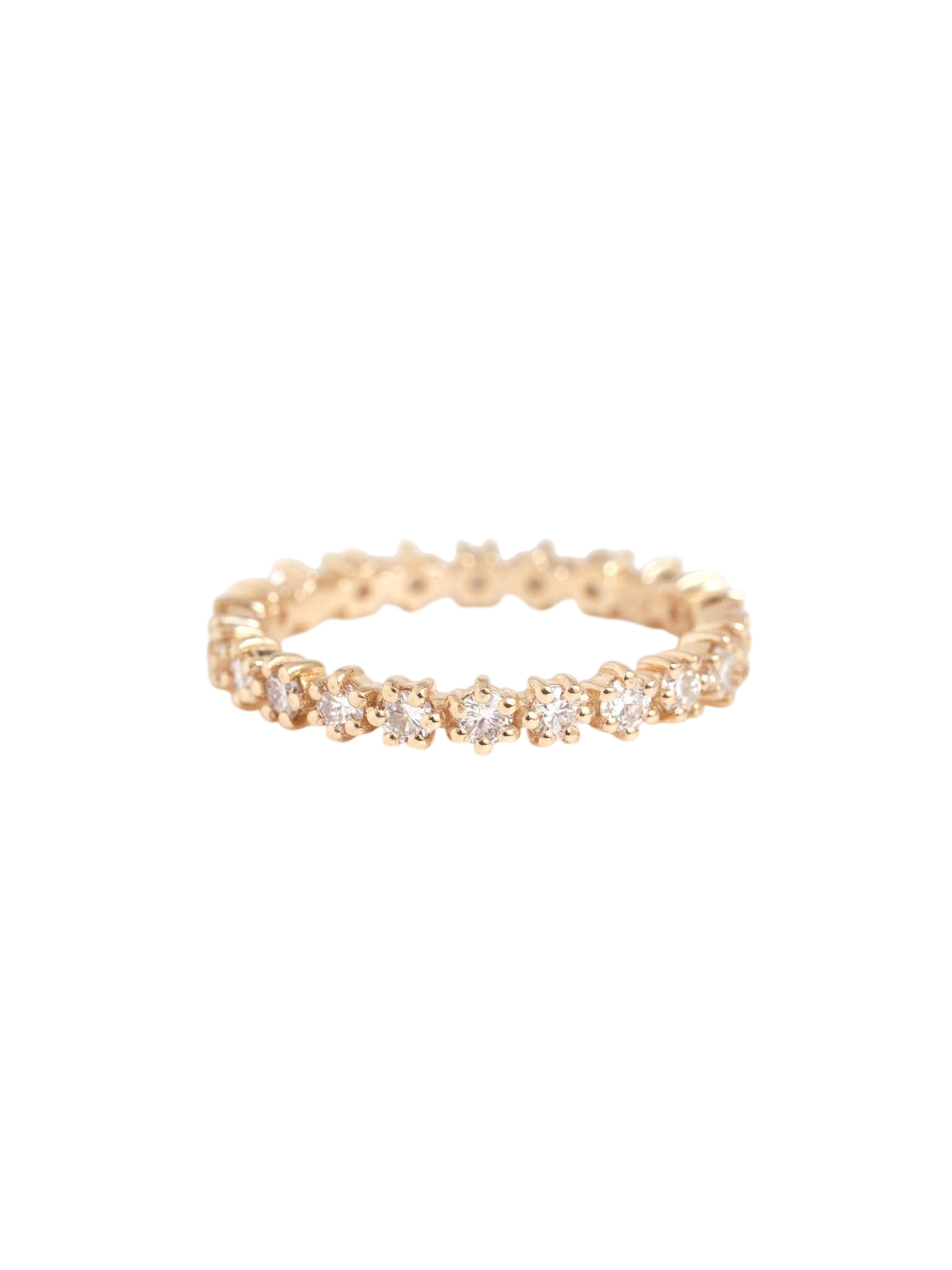 Prong Set White Diamond Eternity Band - 14k Yellow Gold