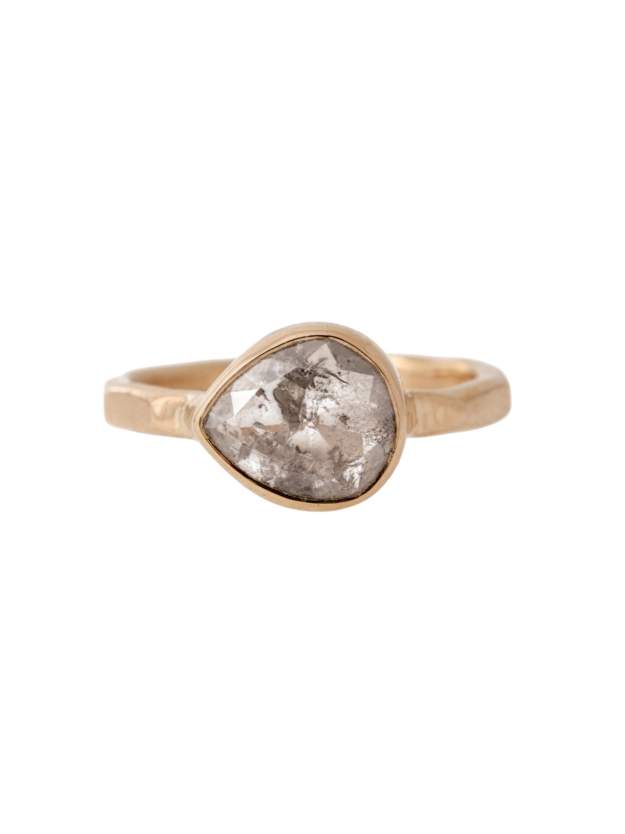 Rustic 18 Karat Gold Pear Diamond Ring