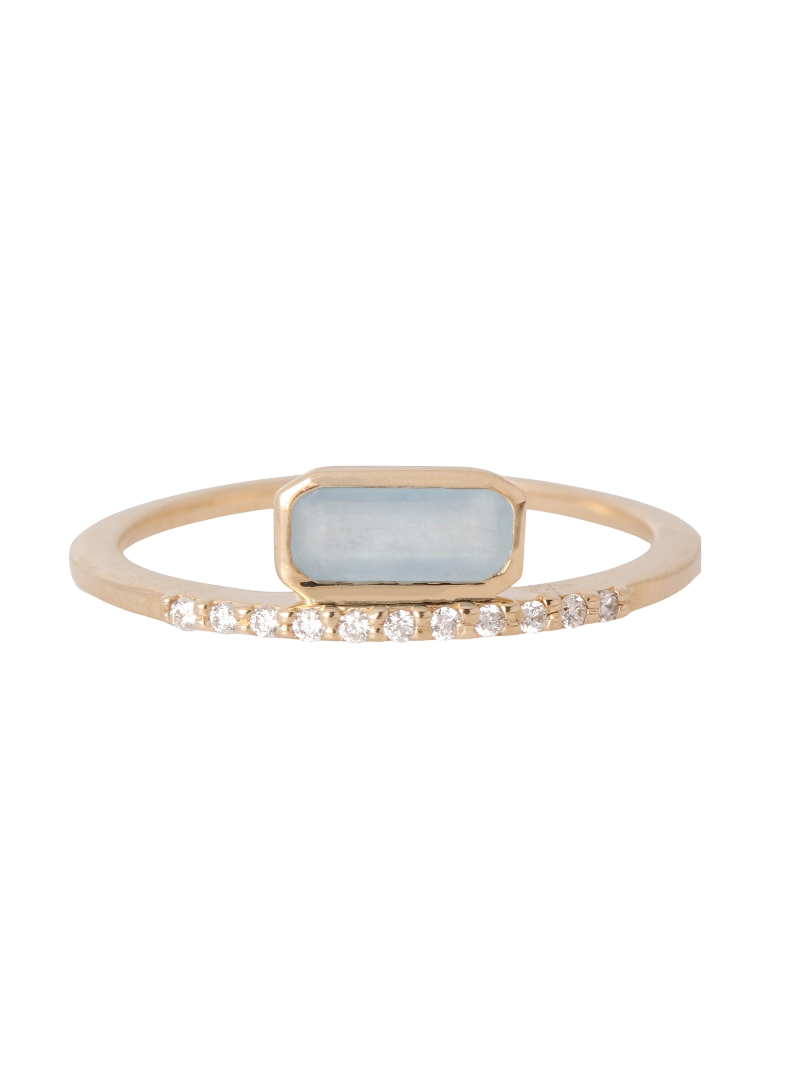 Aquamarine Micropave Diamond Cityscape Stacking Ring