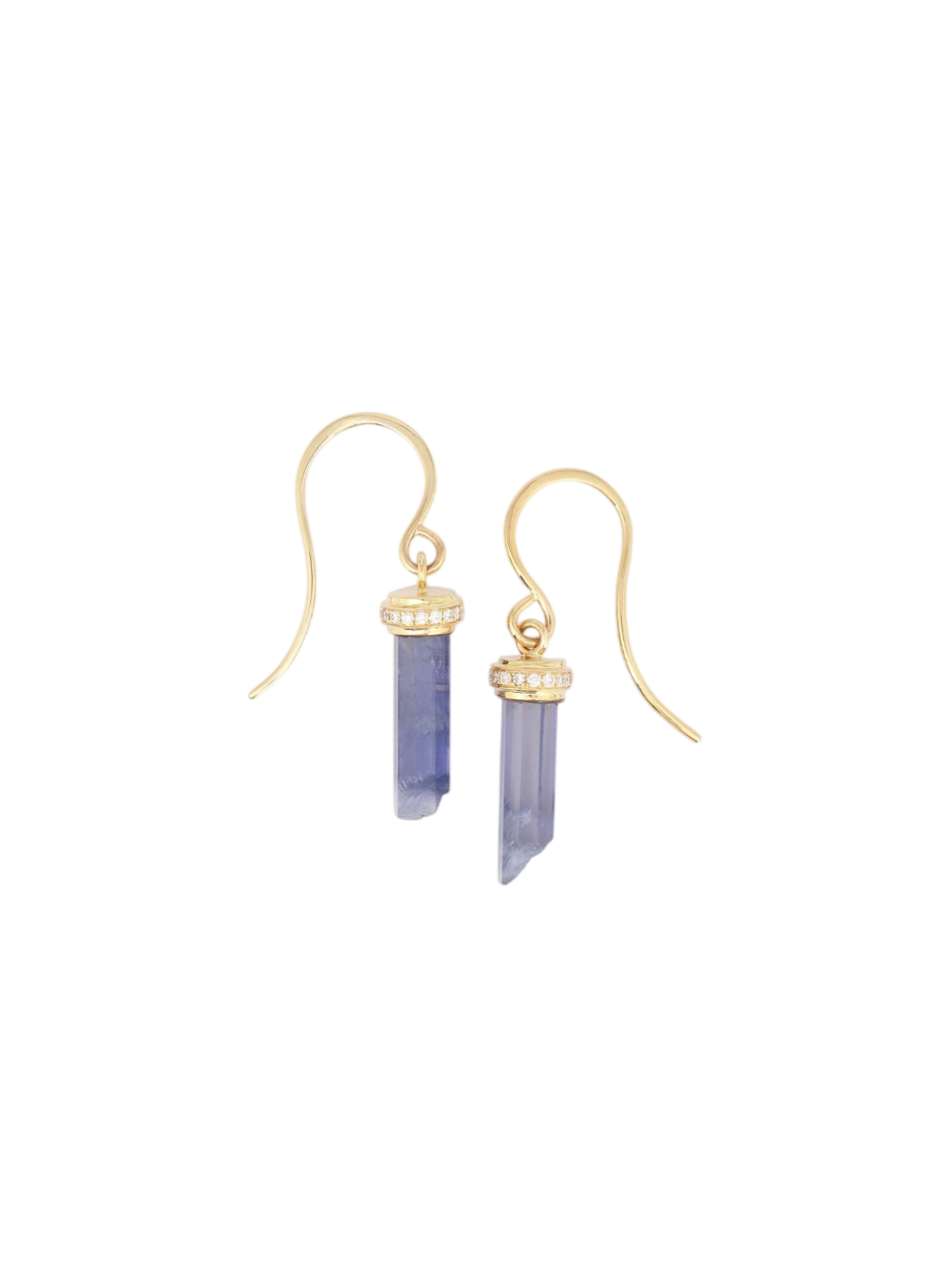 Iolite Cut Crystal Earring with Micropave Diamond Cap