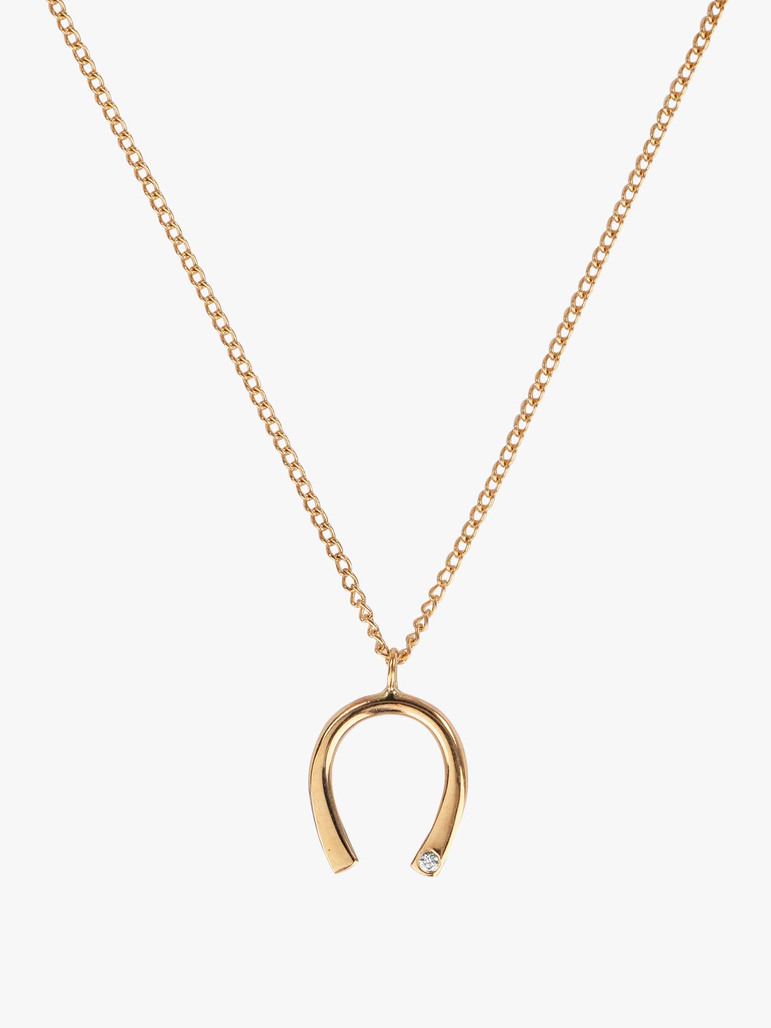 18K Yellow Gold Diamond Horseshoe Necklace With White Mother | Gray's  Jewelers Bespoke | Saint James, NY