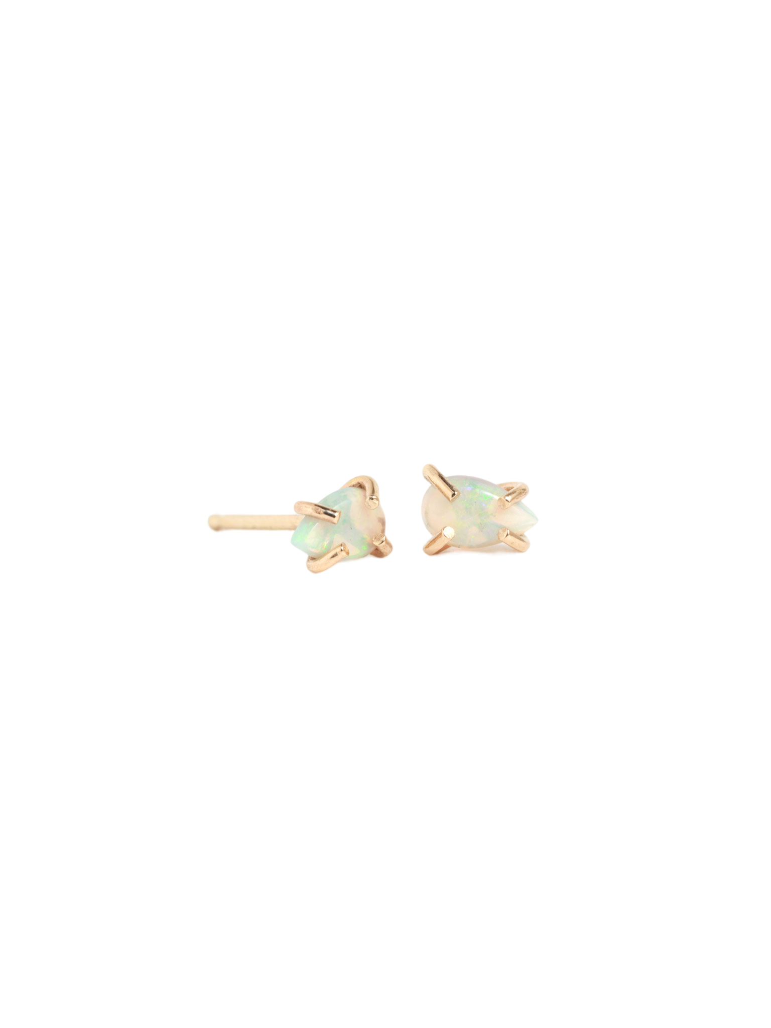 Prong-set teardrop opal stud earrings