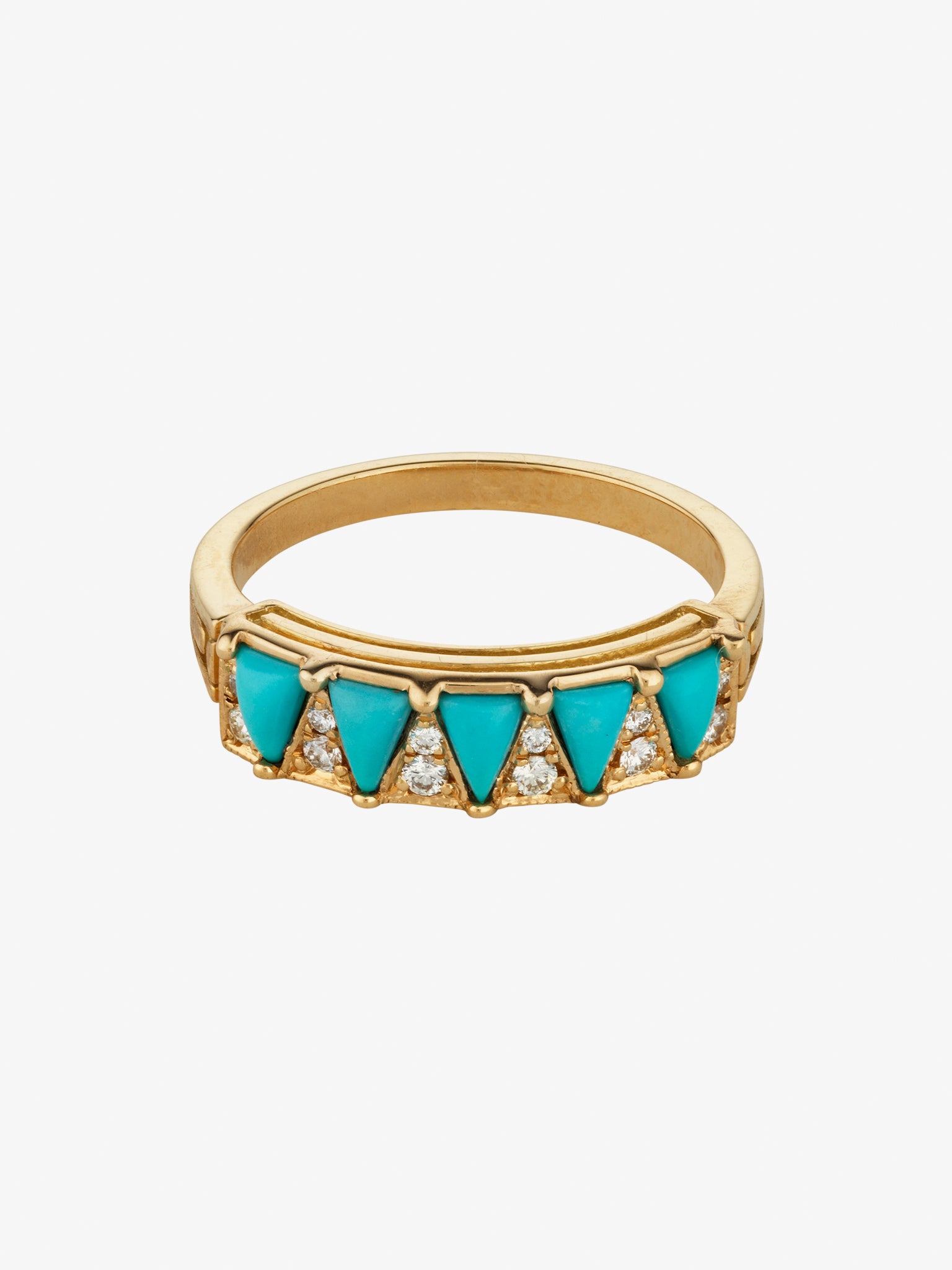 Turquoise five triangle ring