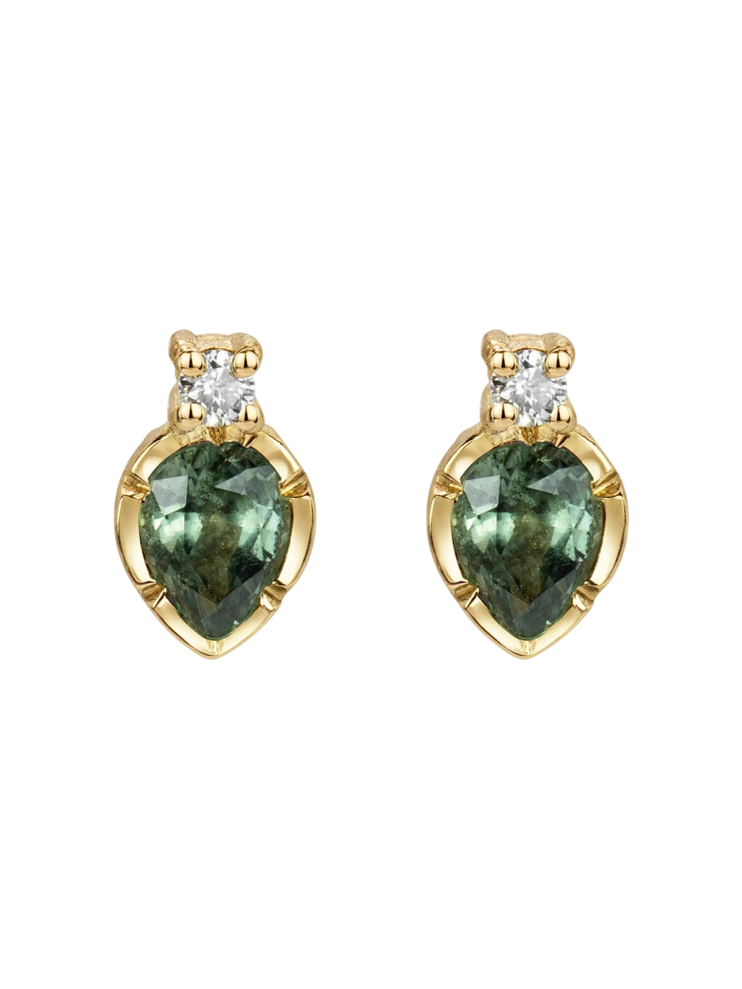Flower Set Teal Sapphire Earrings photo