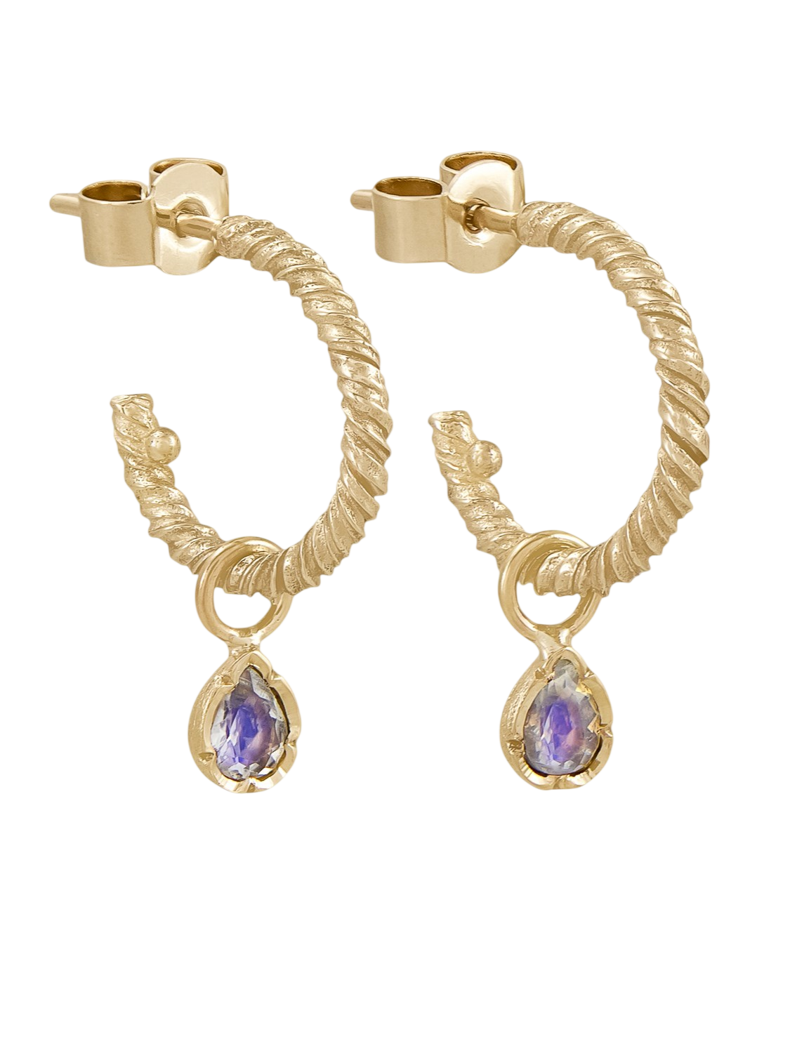 Moonstone Charm Twisted Hoop Earrings photo