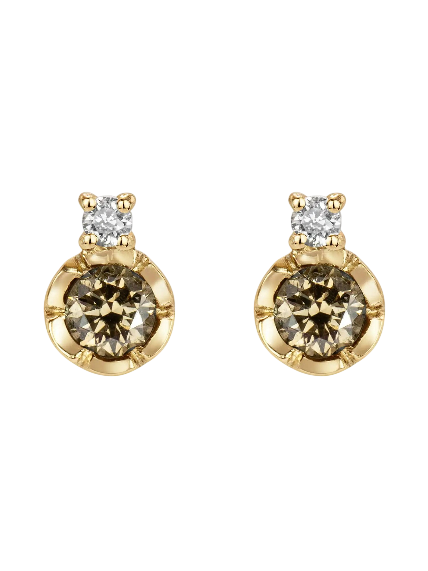Flower Set Champagne Diamond Earrings photo