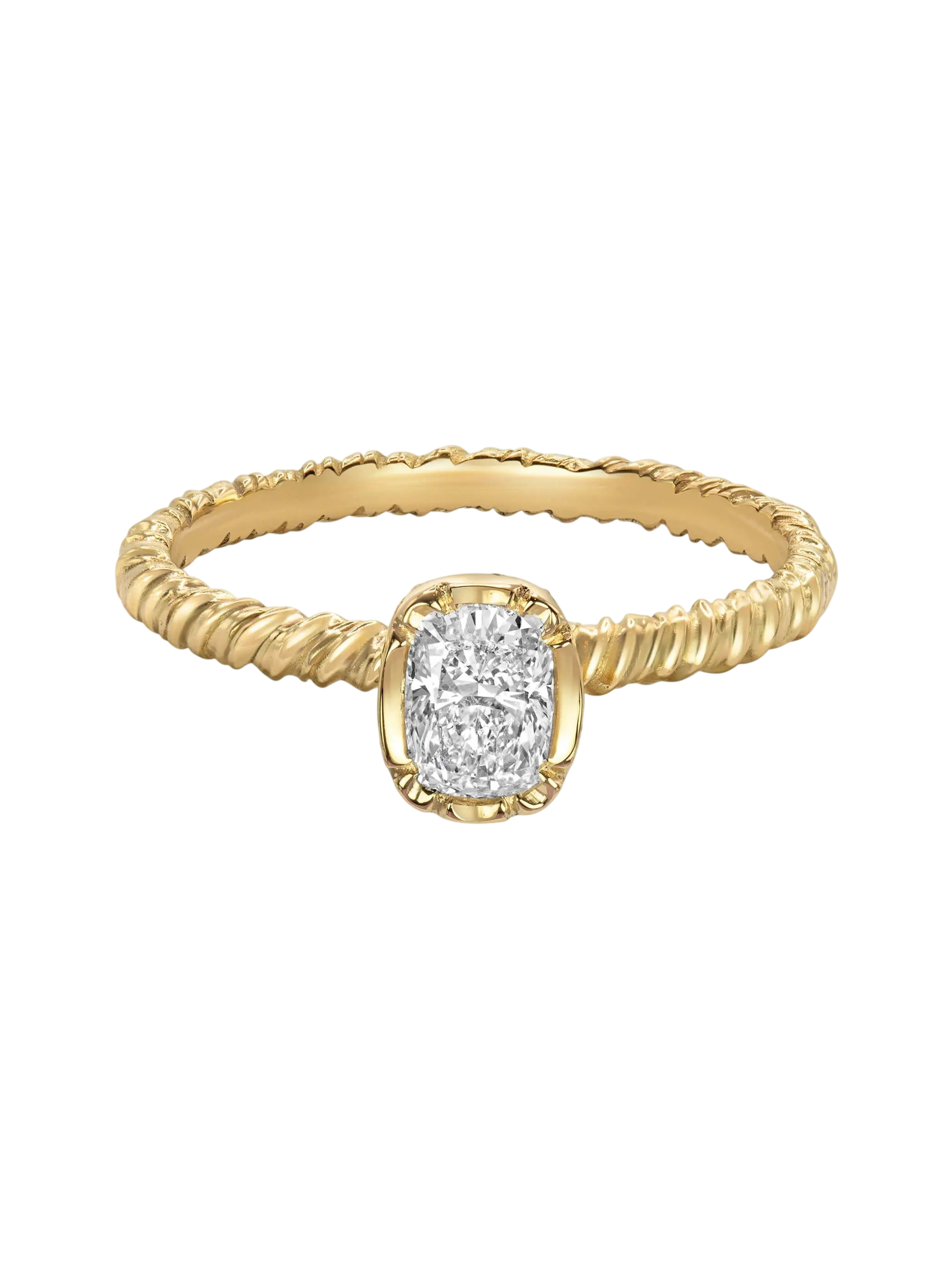 Flower Set Cushion Diamond Solitaire Ring photo