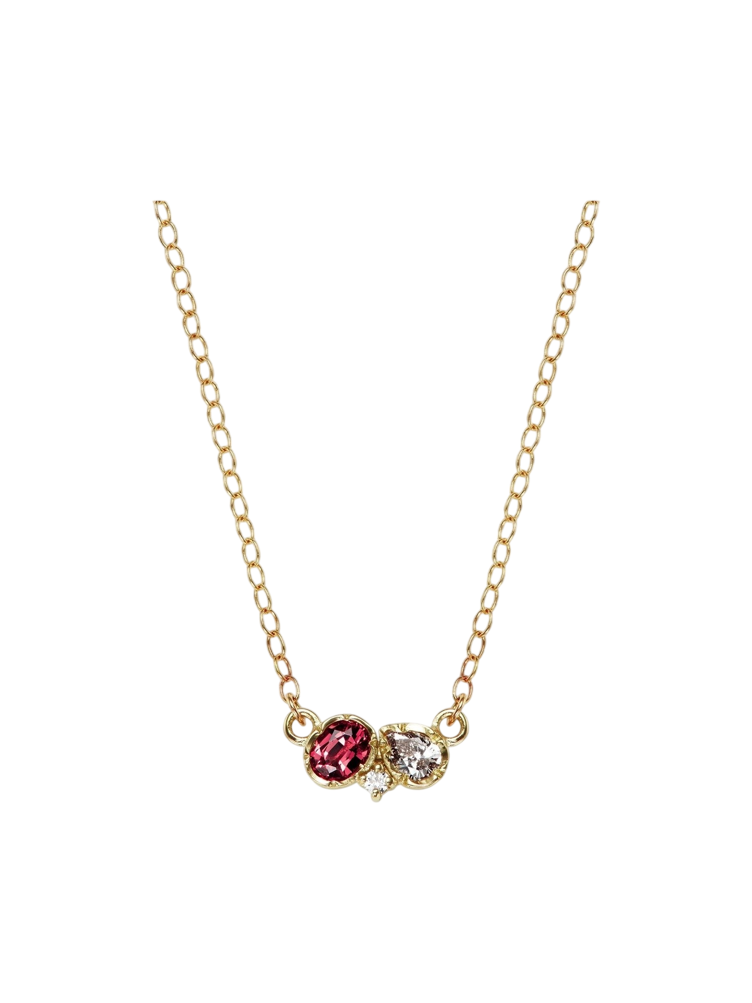 Three Stone Flower Set Diamond & Spinel Pendant photo