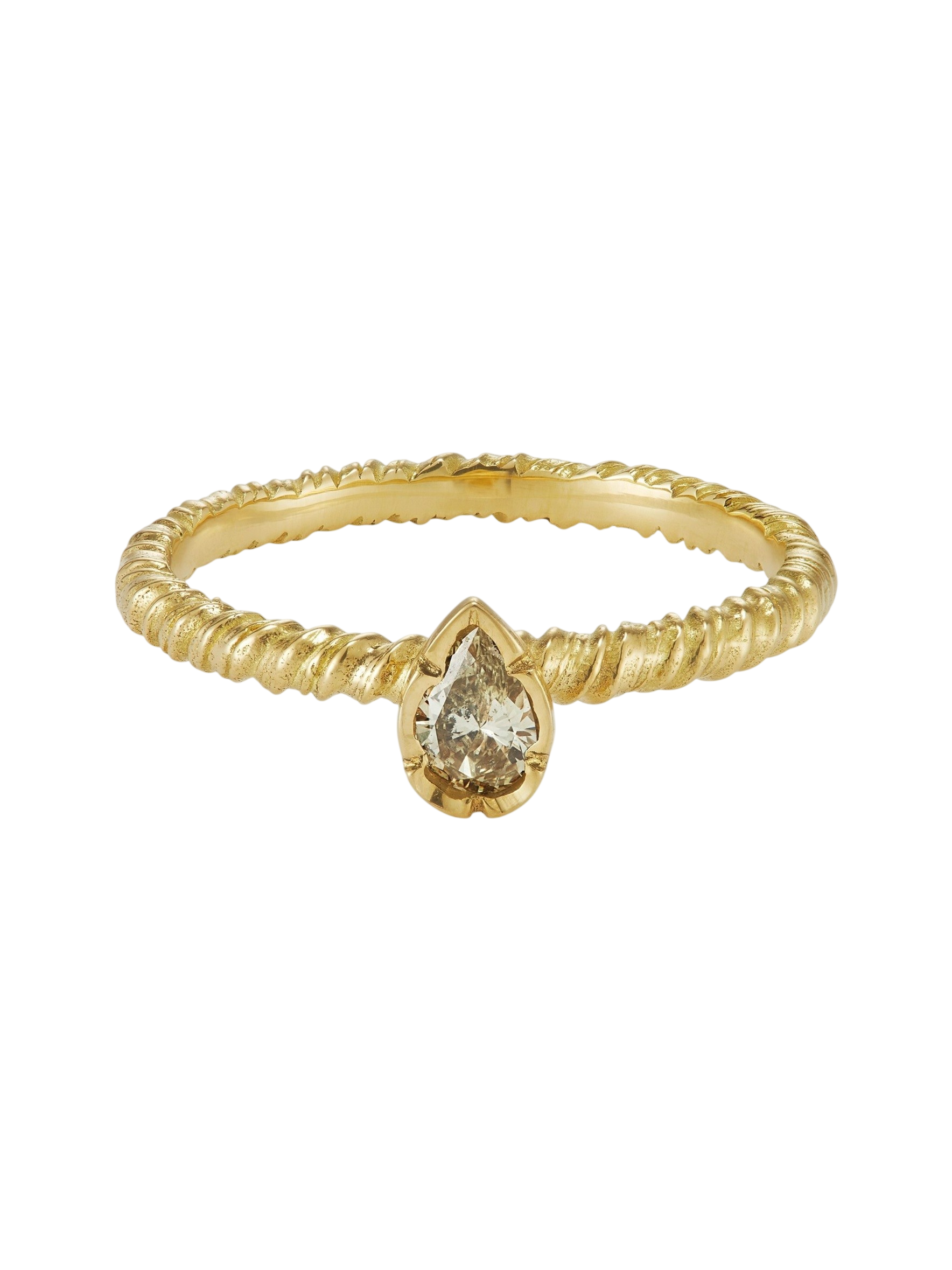 Sage Green Pear Diamond Solitaire Ring photo