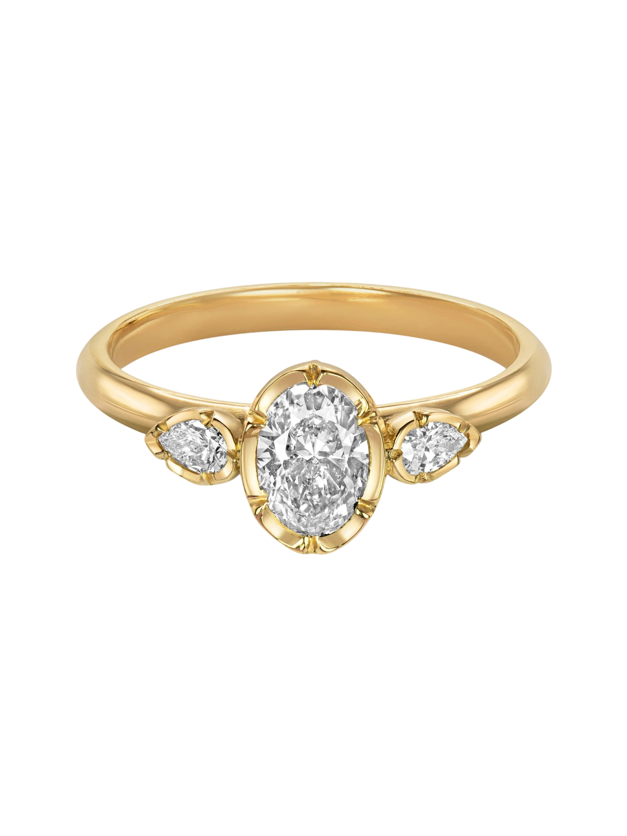 Flower Set Oval Diamond Trilogy Ring photo
