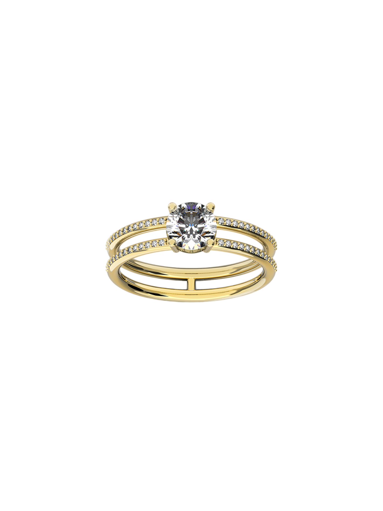 Double band pave ring 0.75 carat