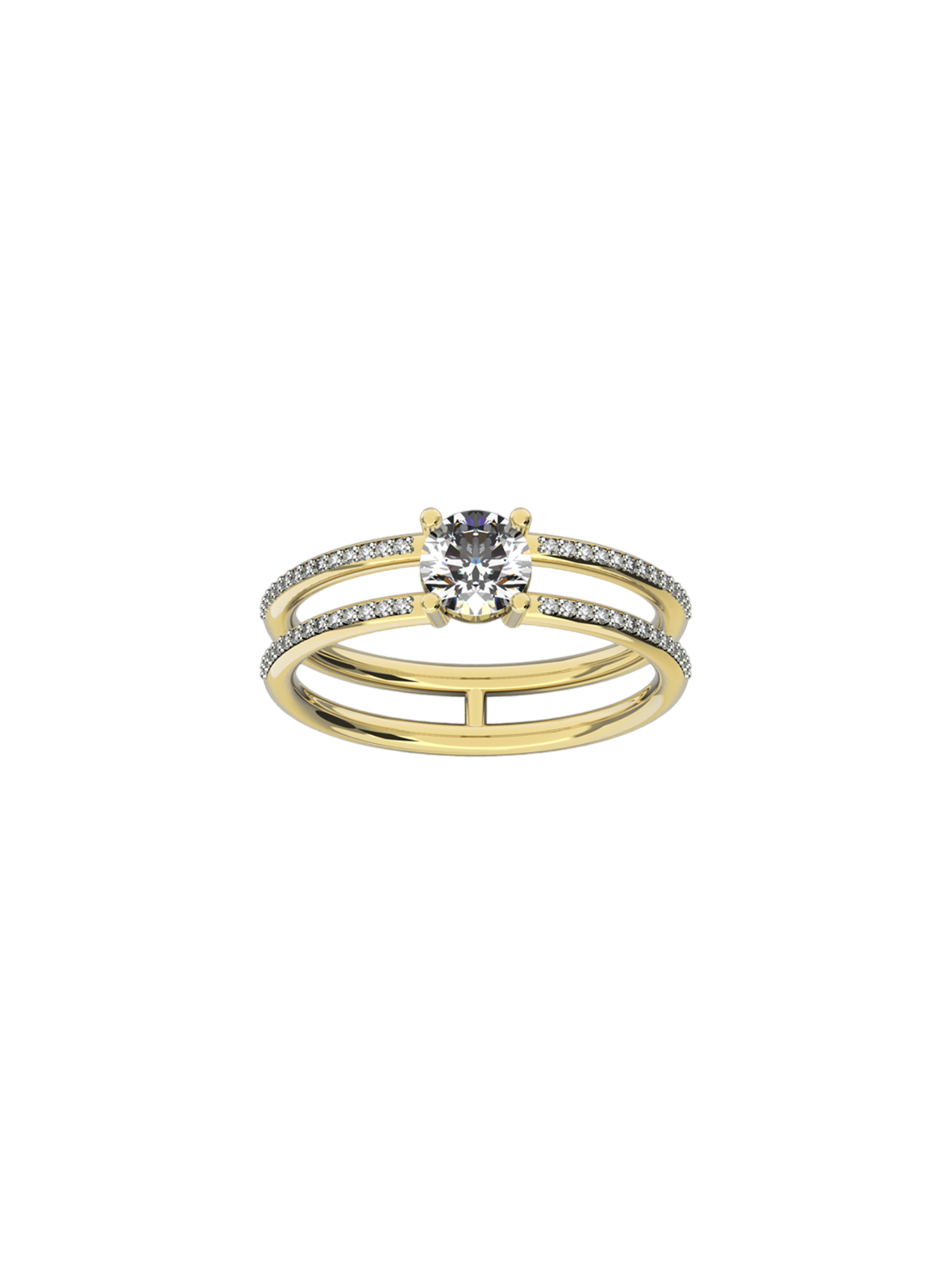 Double band pave ring 0.5 carat