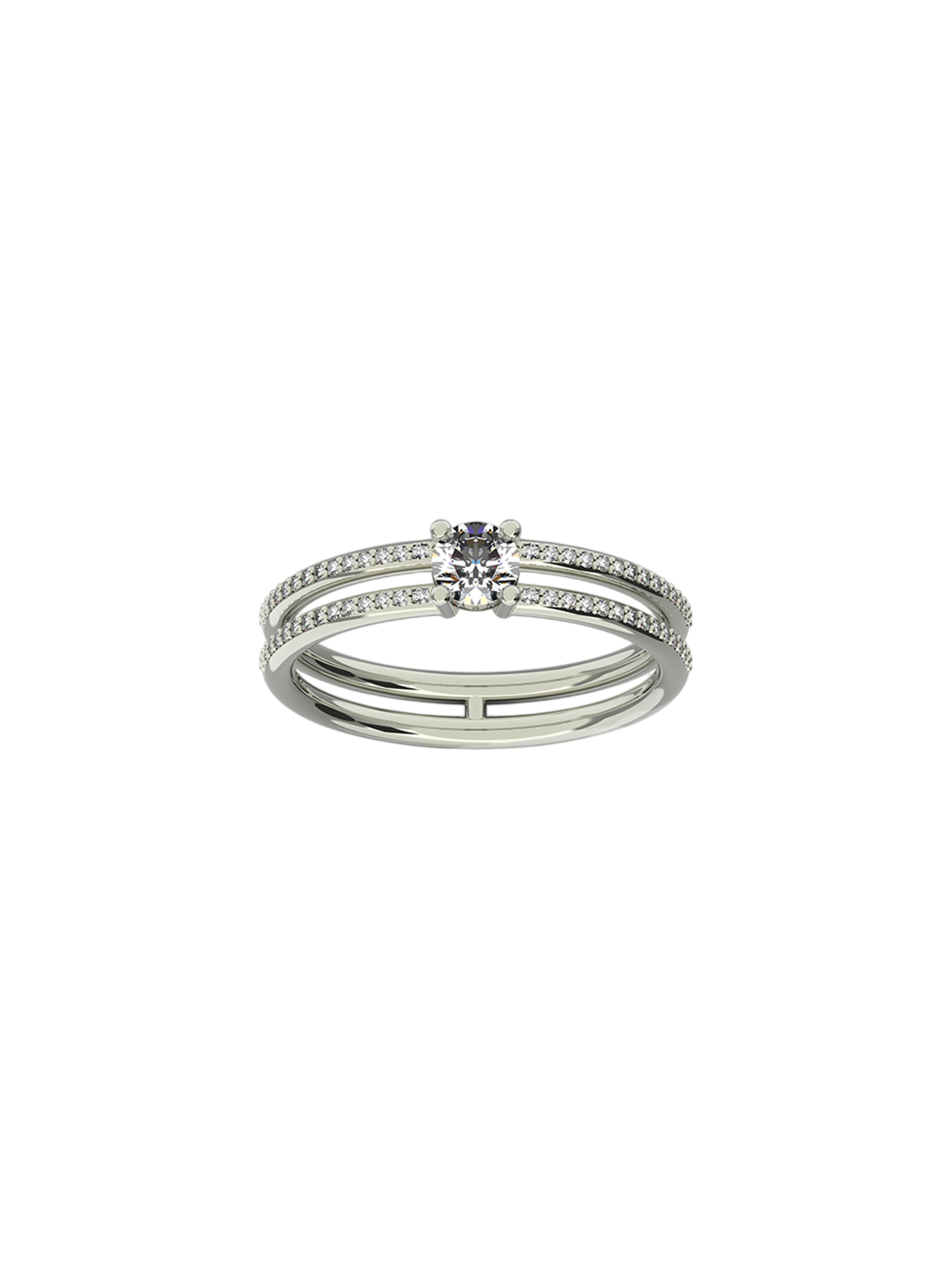 Double band pave ring 0.25 carat