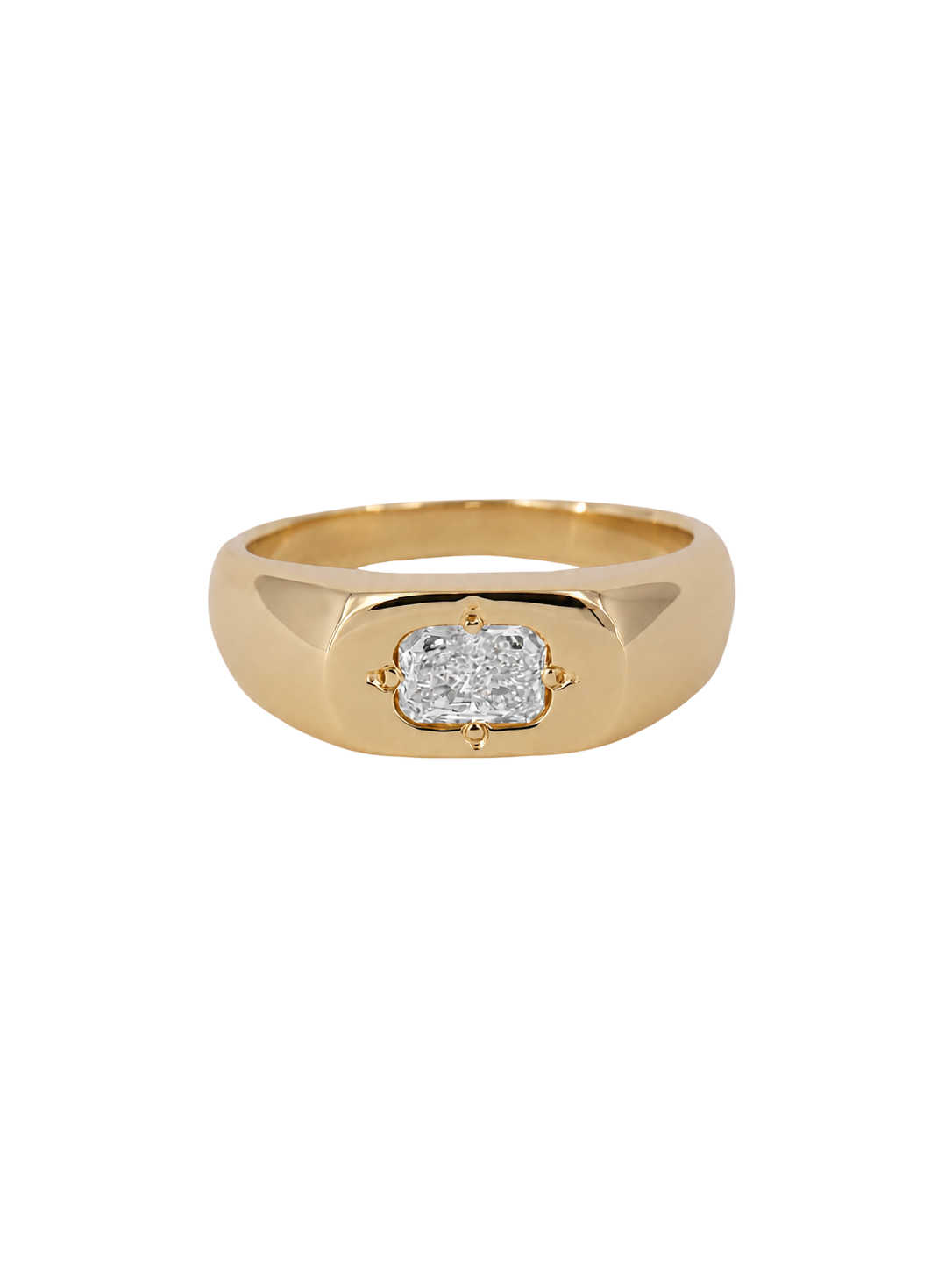 Radiant cut diamond signet with white diamond photo
