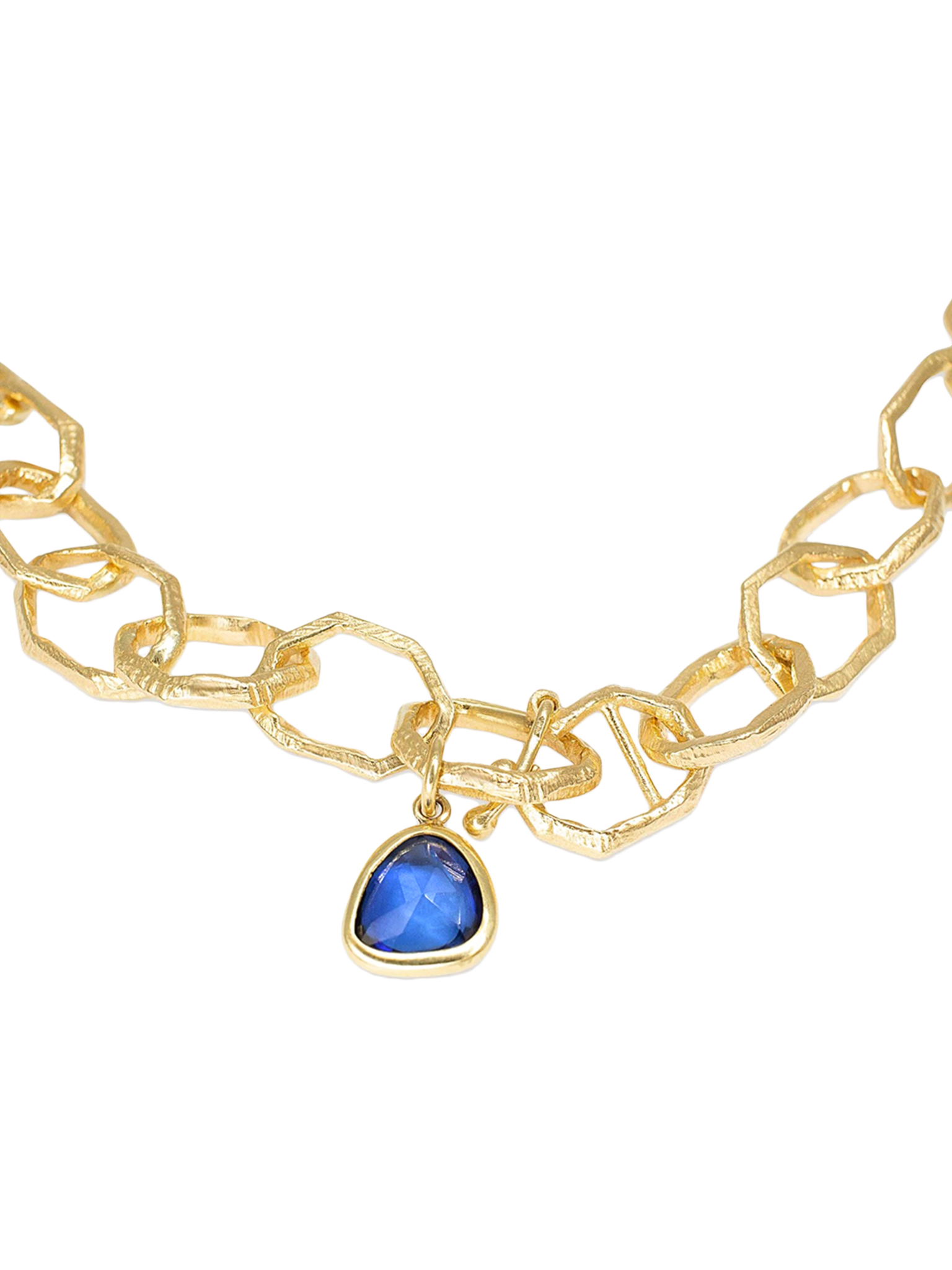 18k hand carved small link necklace