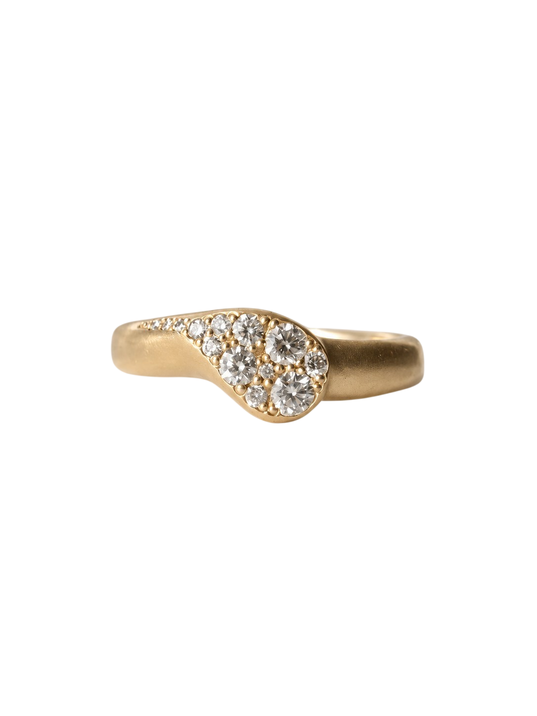 Tear Drop Signet Diamond Pavé Ring