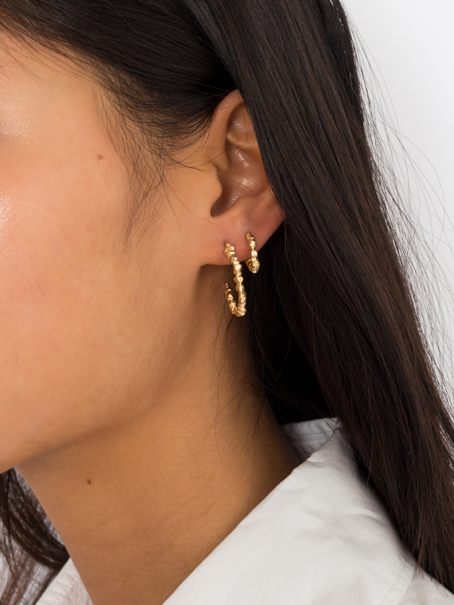 Large gold nugget hoops