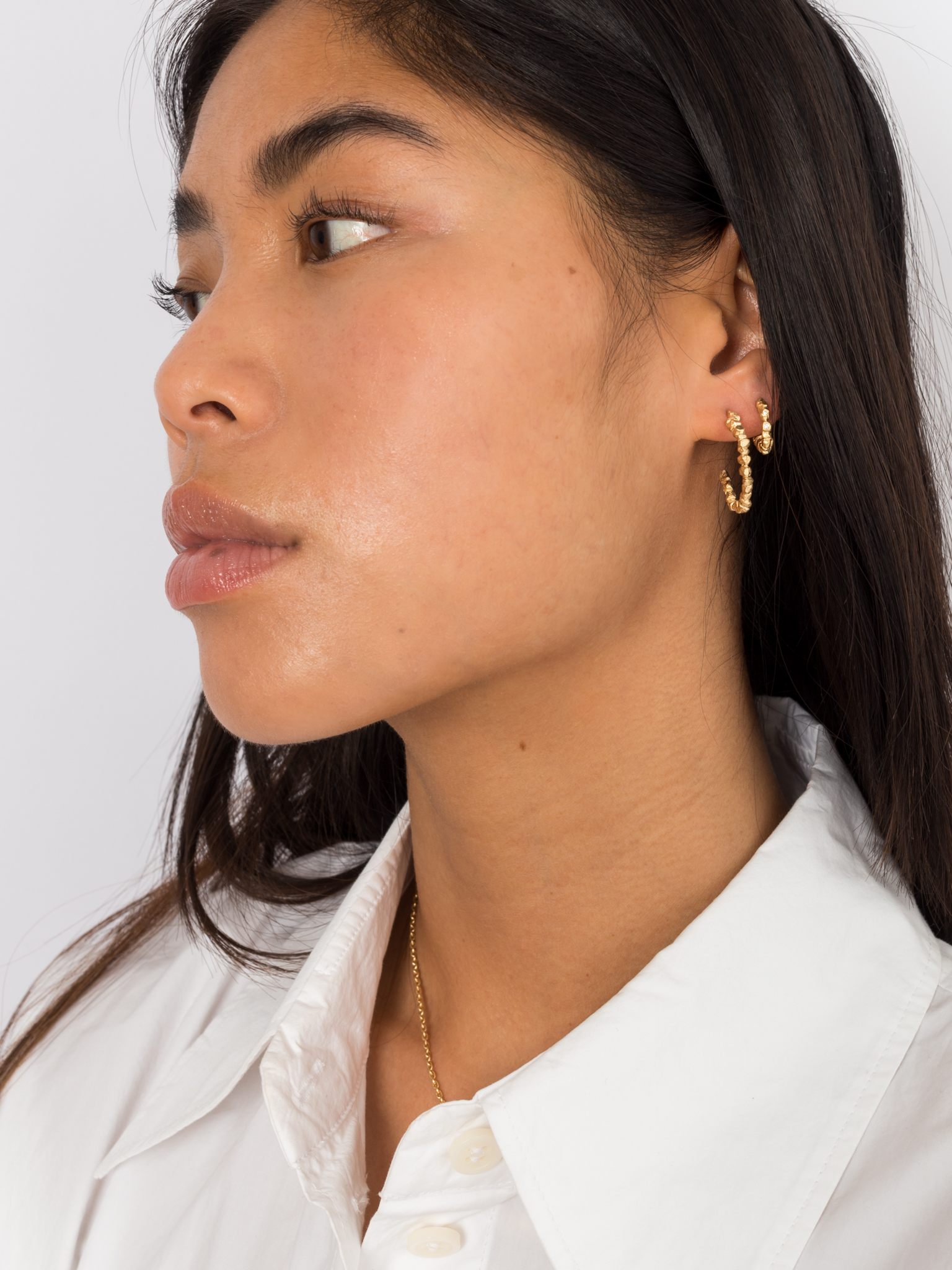 Large gold nugget hoops