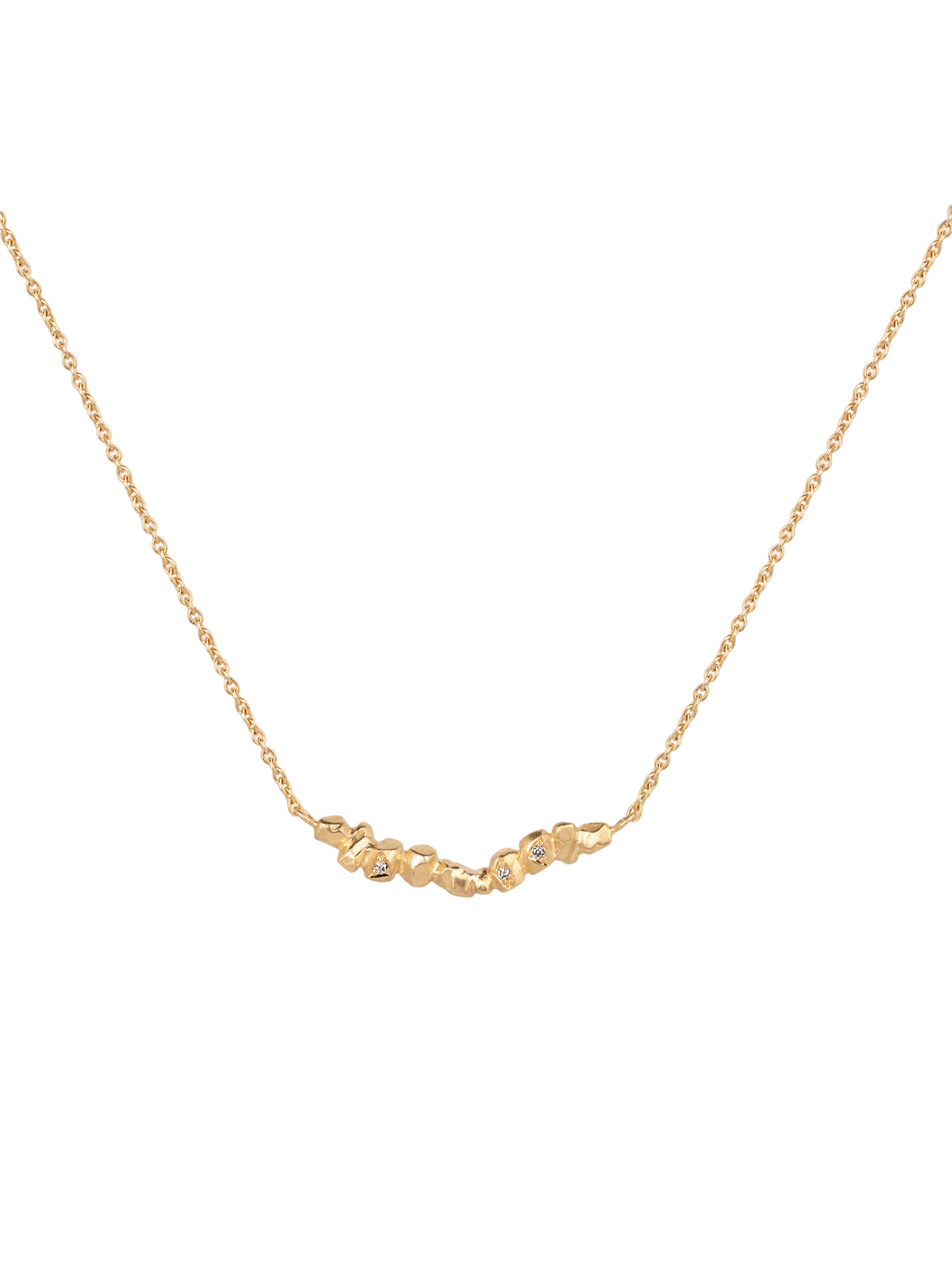 Gold nuggets on a string diamond necklace
